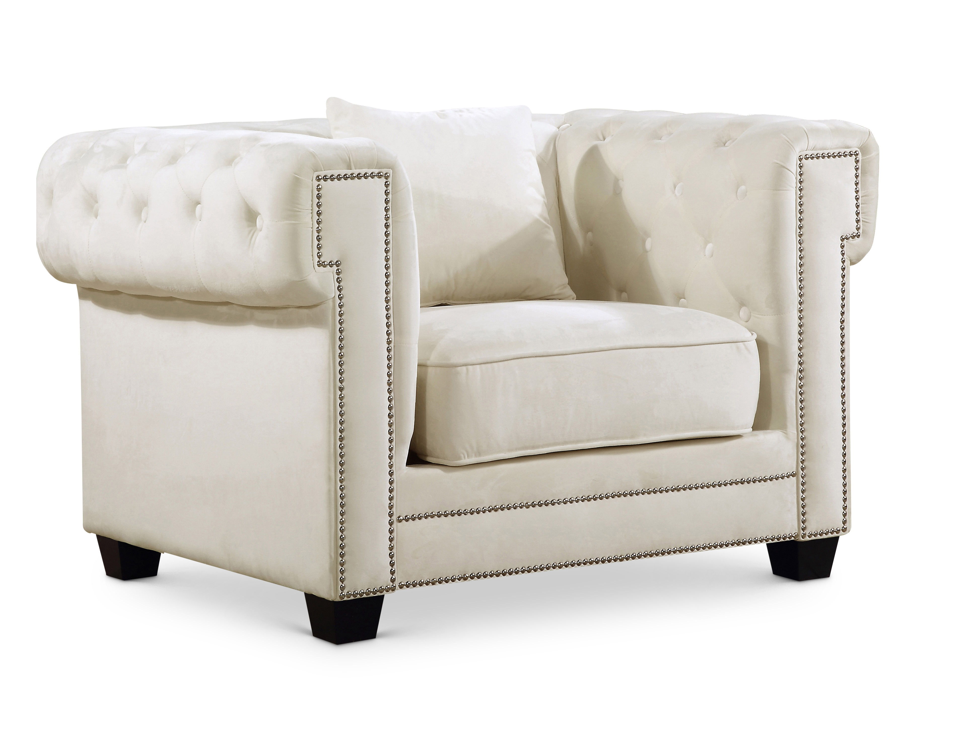 Meridian Furniture Bowery Cream Velvet Chair MRD-614CREAM-C Meridian Furniture Bowery Cream Velvet Chair MRD-614CREAM-C