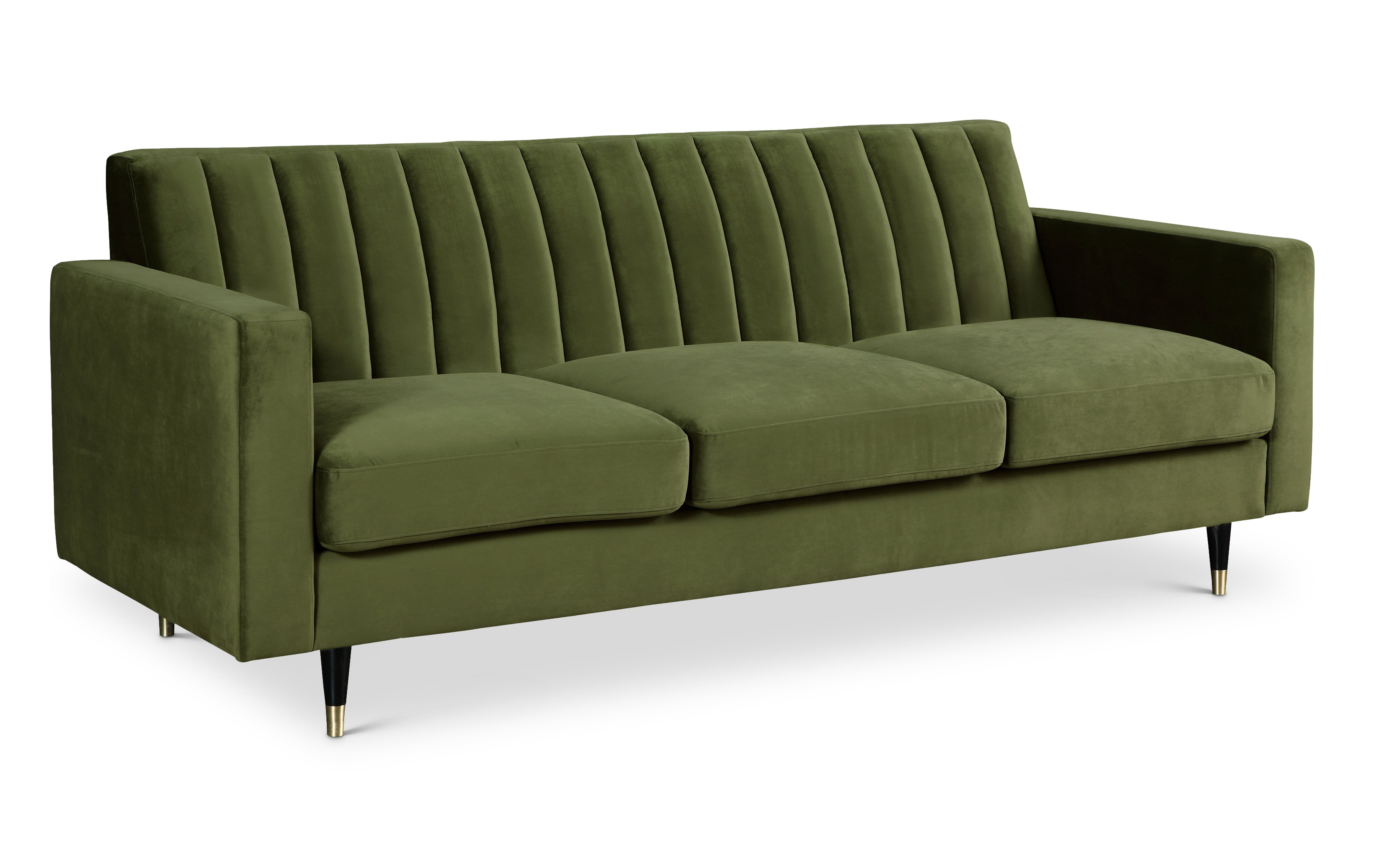 Meridian Furniture Lola Olive Velvet Sofa MRD-619OLIVE-S Meridian Furniture Lola Olive Velvet Sofa MRD-619OLIVE-S