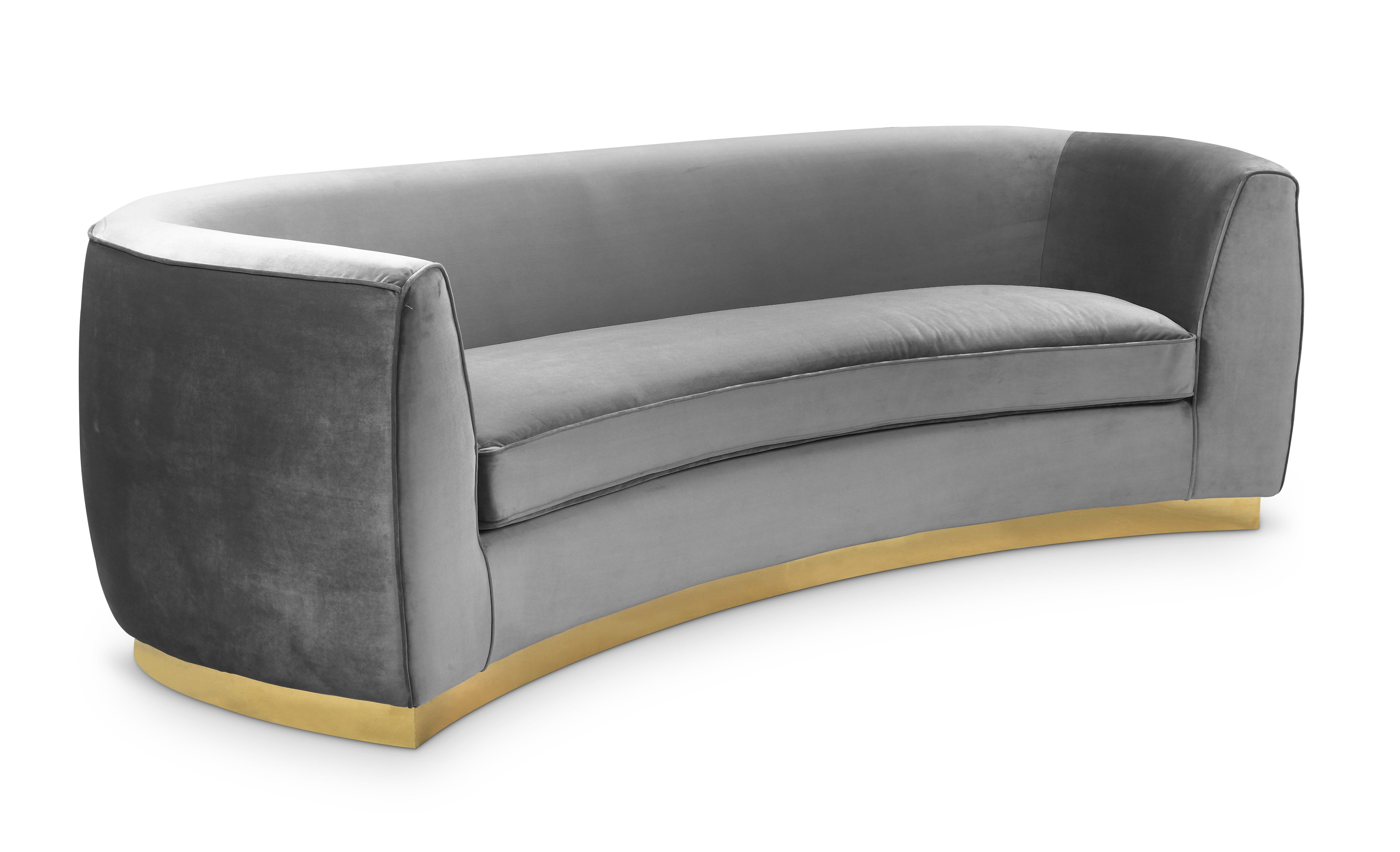 Meridian Furniture Julian Grey Velvet Gold Sofa