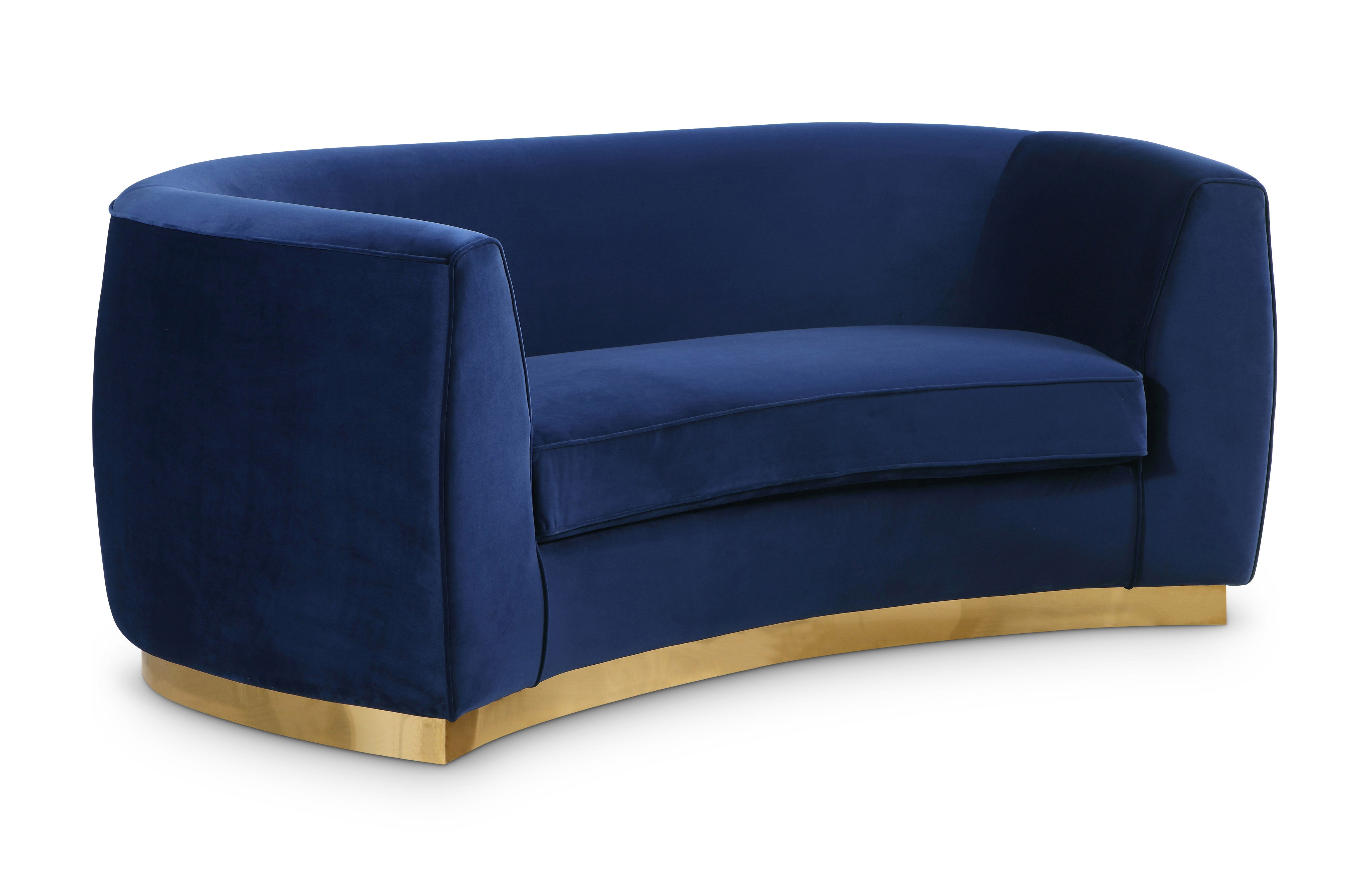 Design Edge Trundle  Navy Velvet Gold Base Loveseat