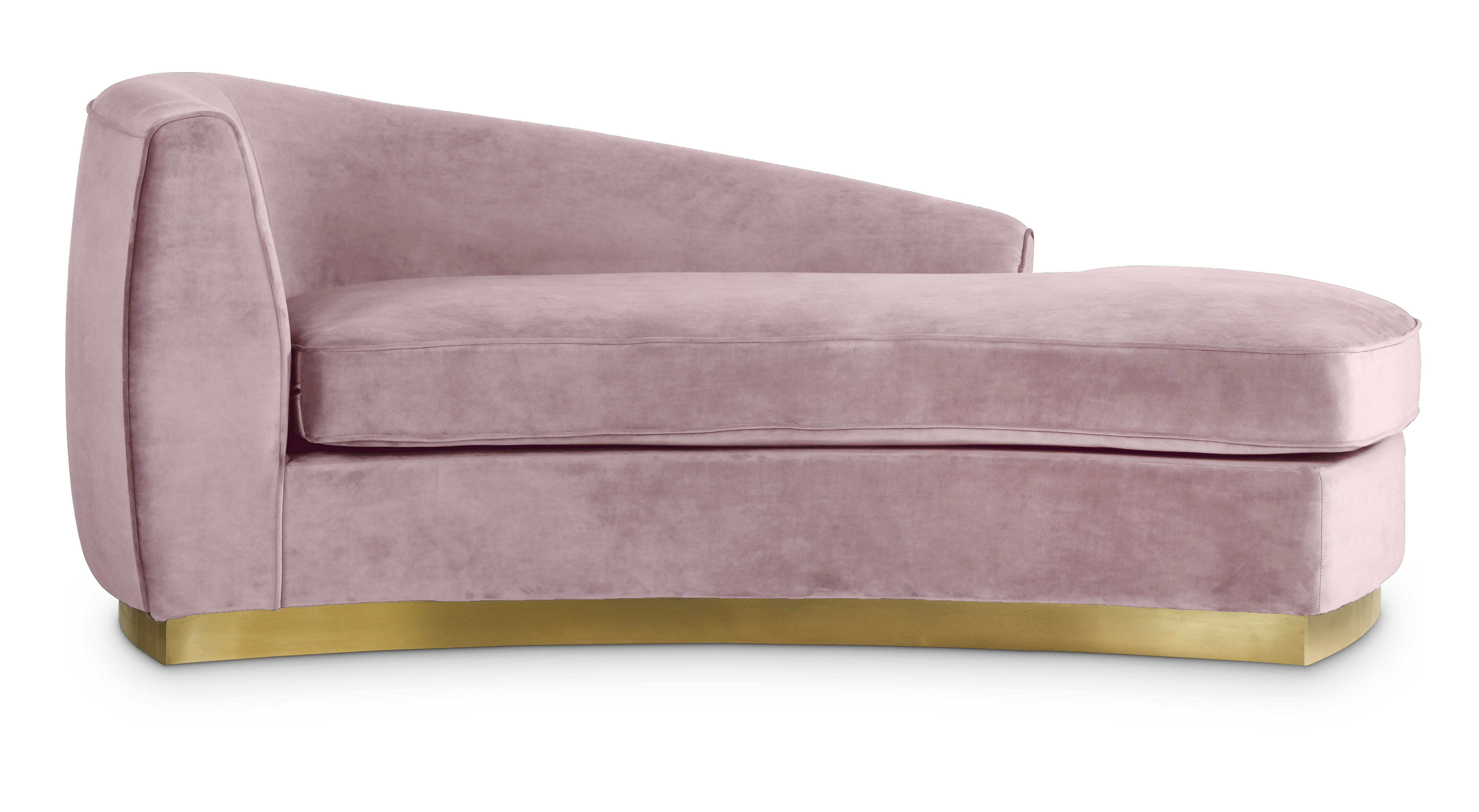 Meridian Furniture Julian Pink Velvet Gold Chaise