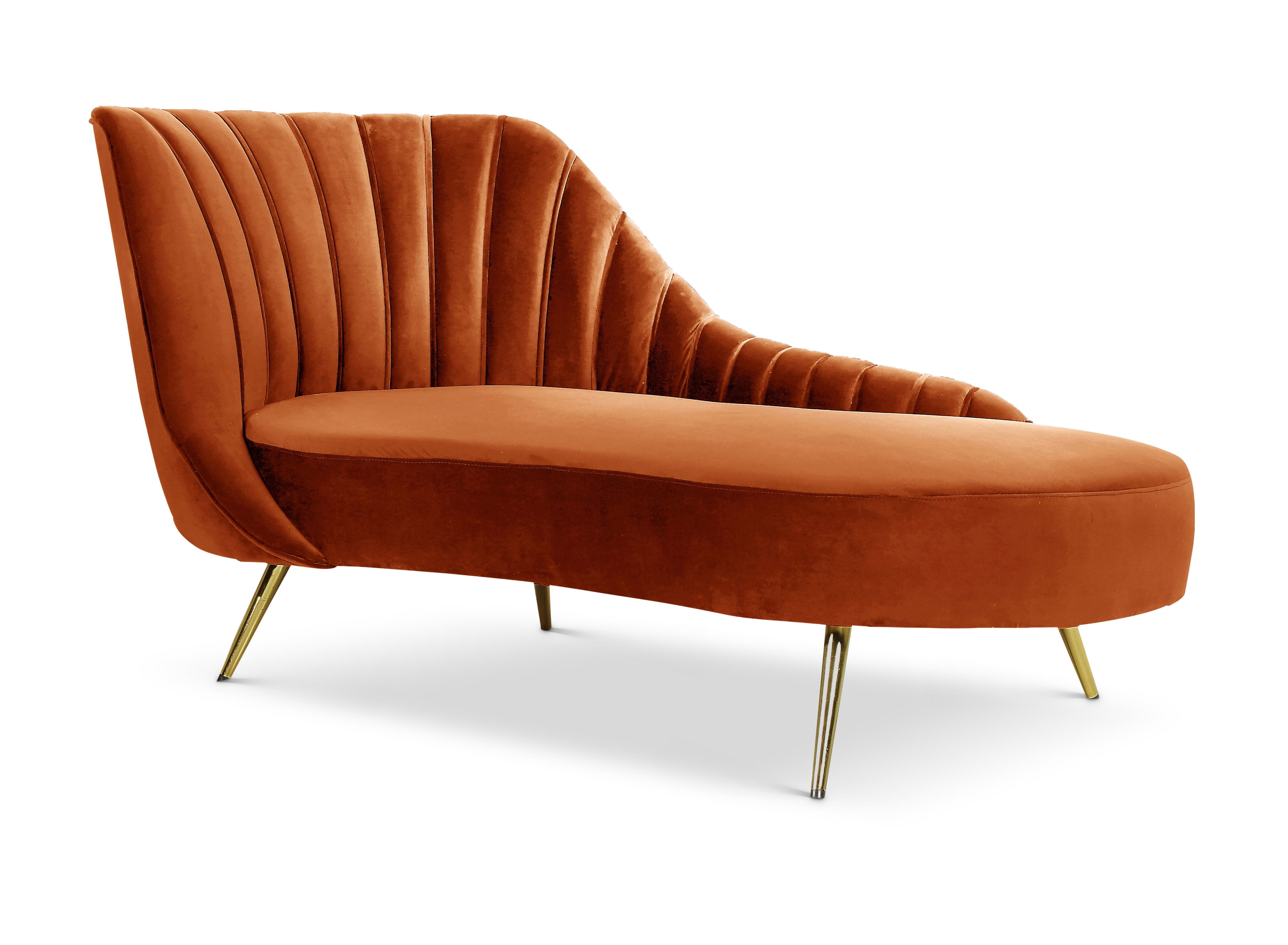 Meridian Furniture Margo Cognac Velvet Chaise