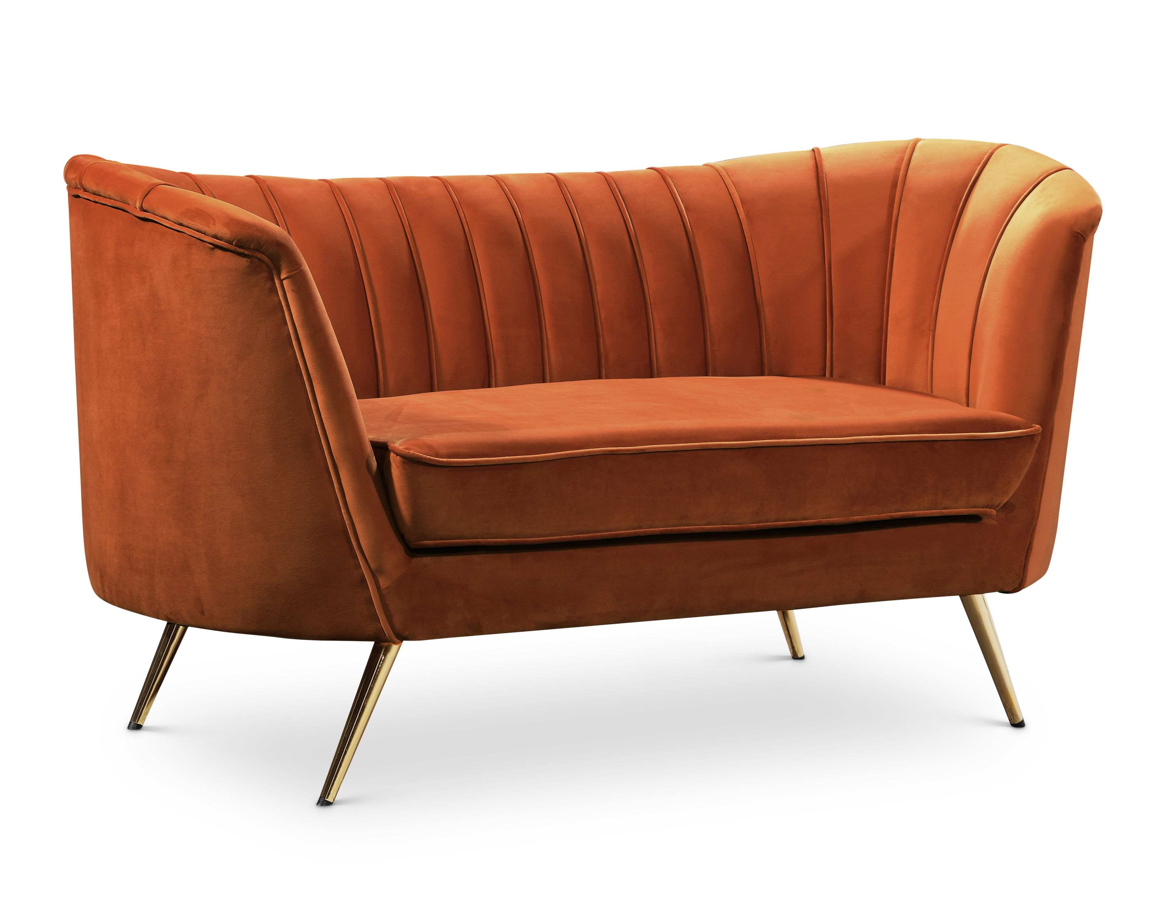 Margo Cognac Velvet Loveseat