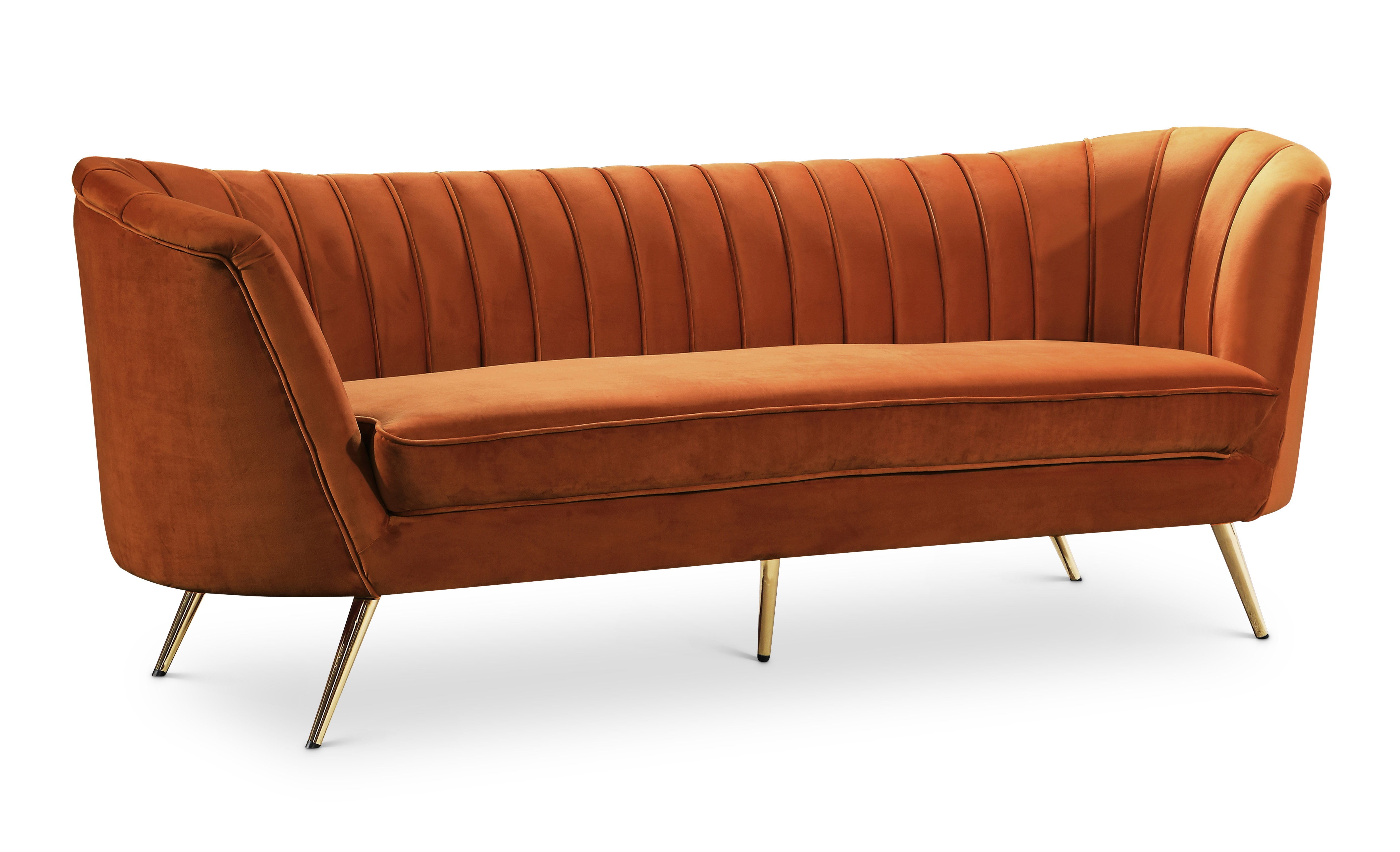 Margo Cognac Velvet Sofa