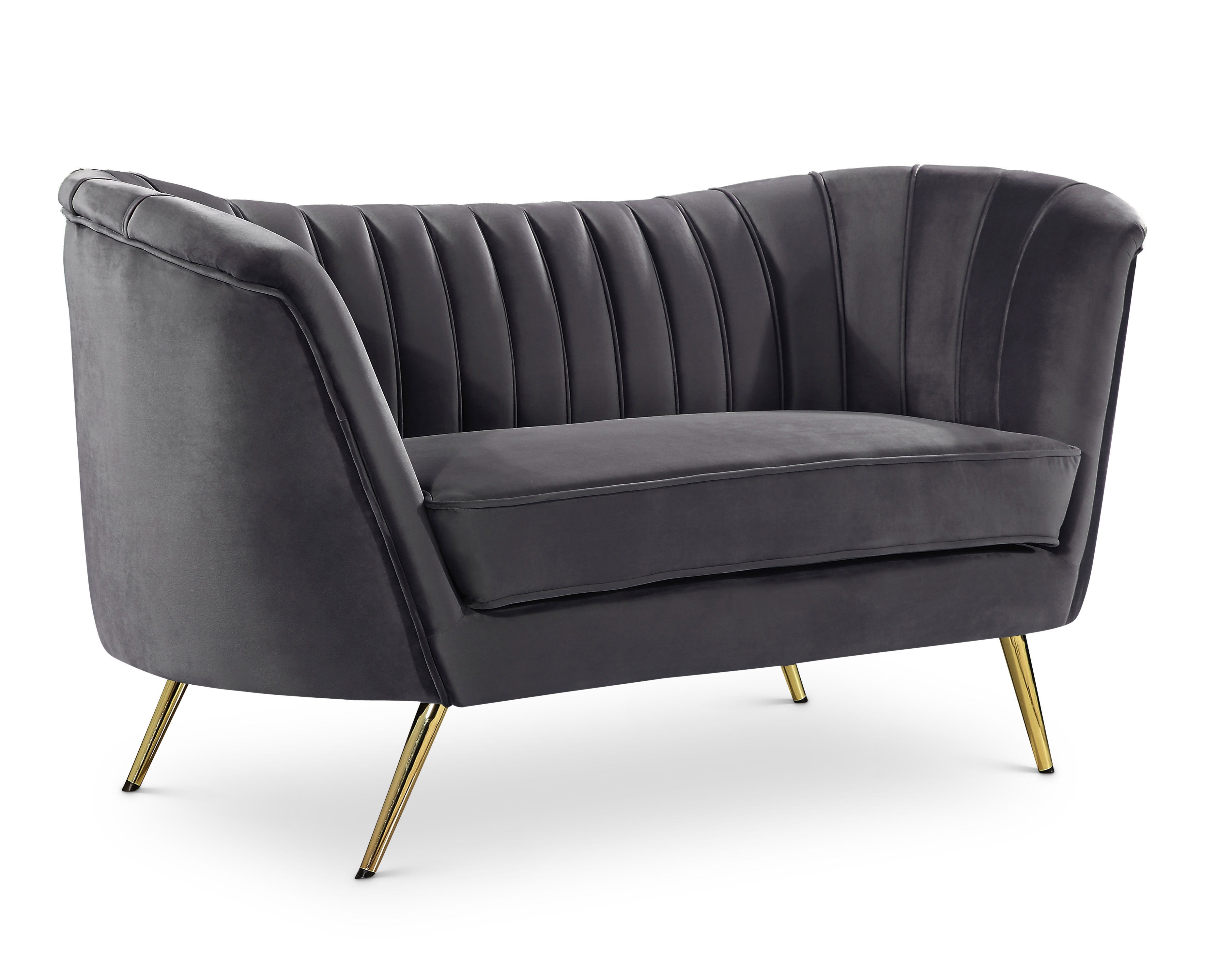 Margo Grey Velvet Loveseat