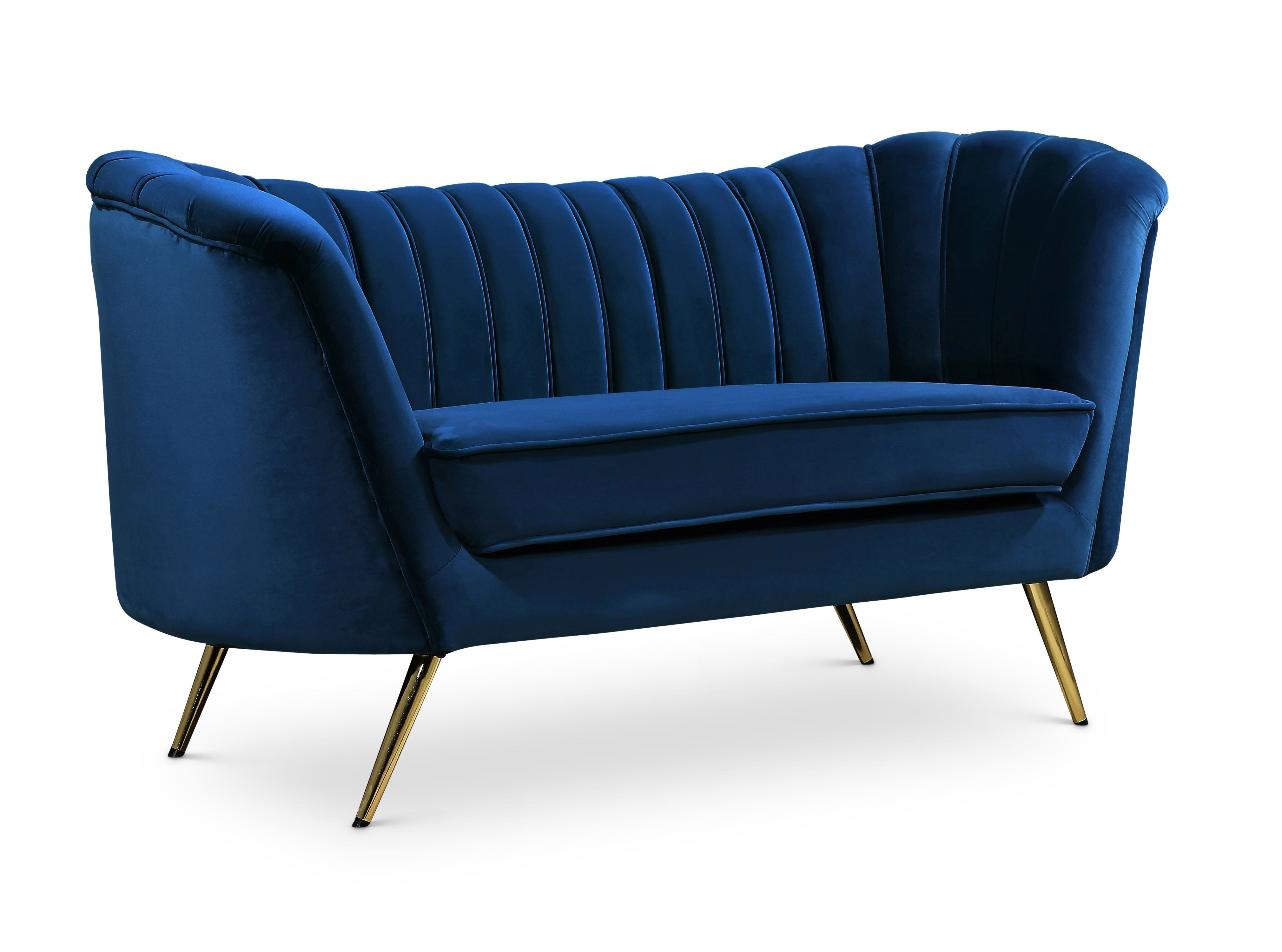 Margo Navy Velvet Loveseat