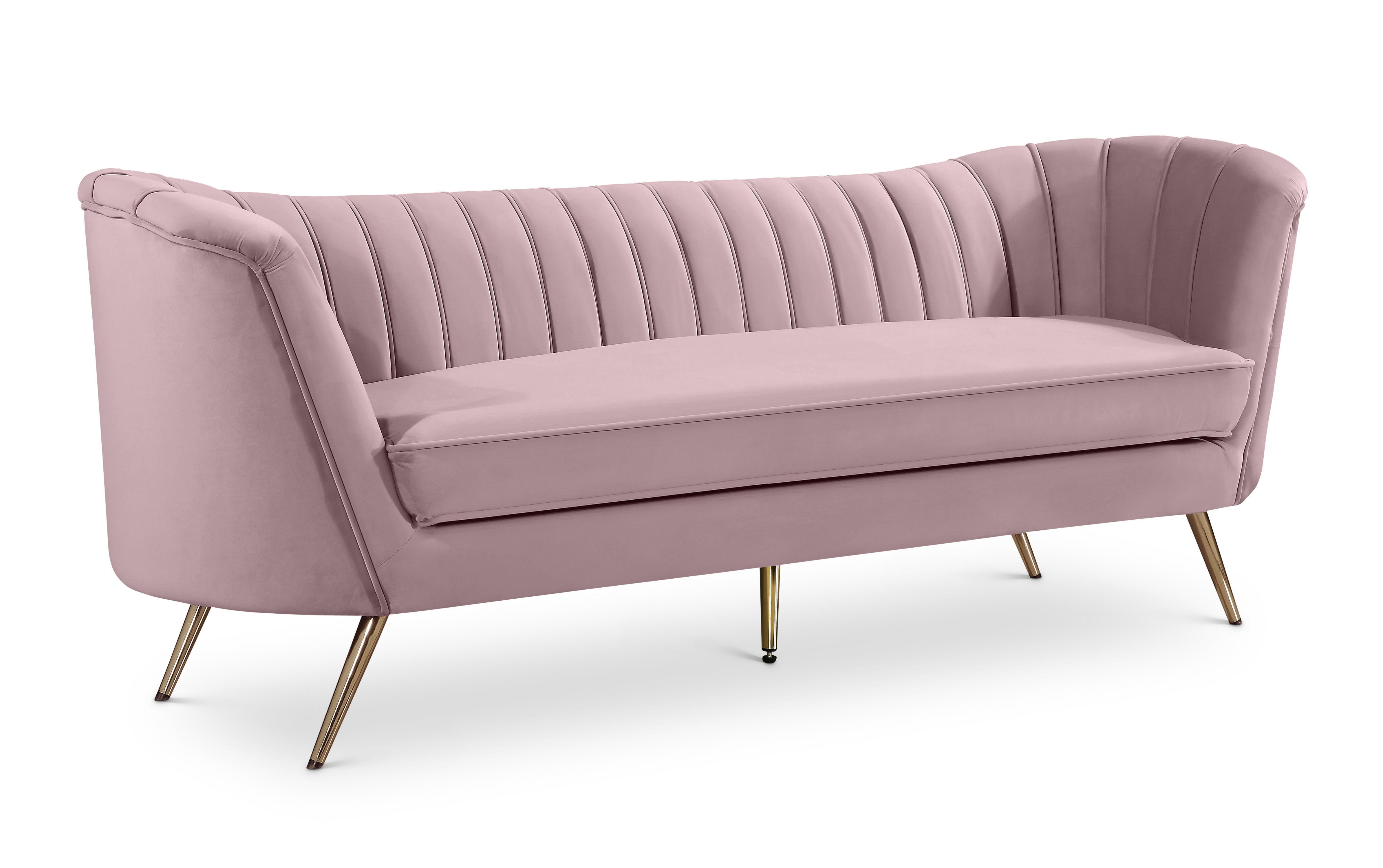 Meridian Furniture Margo Pink Velvet Sofa