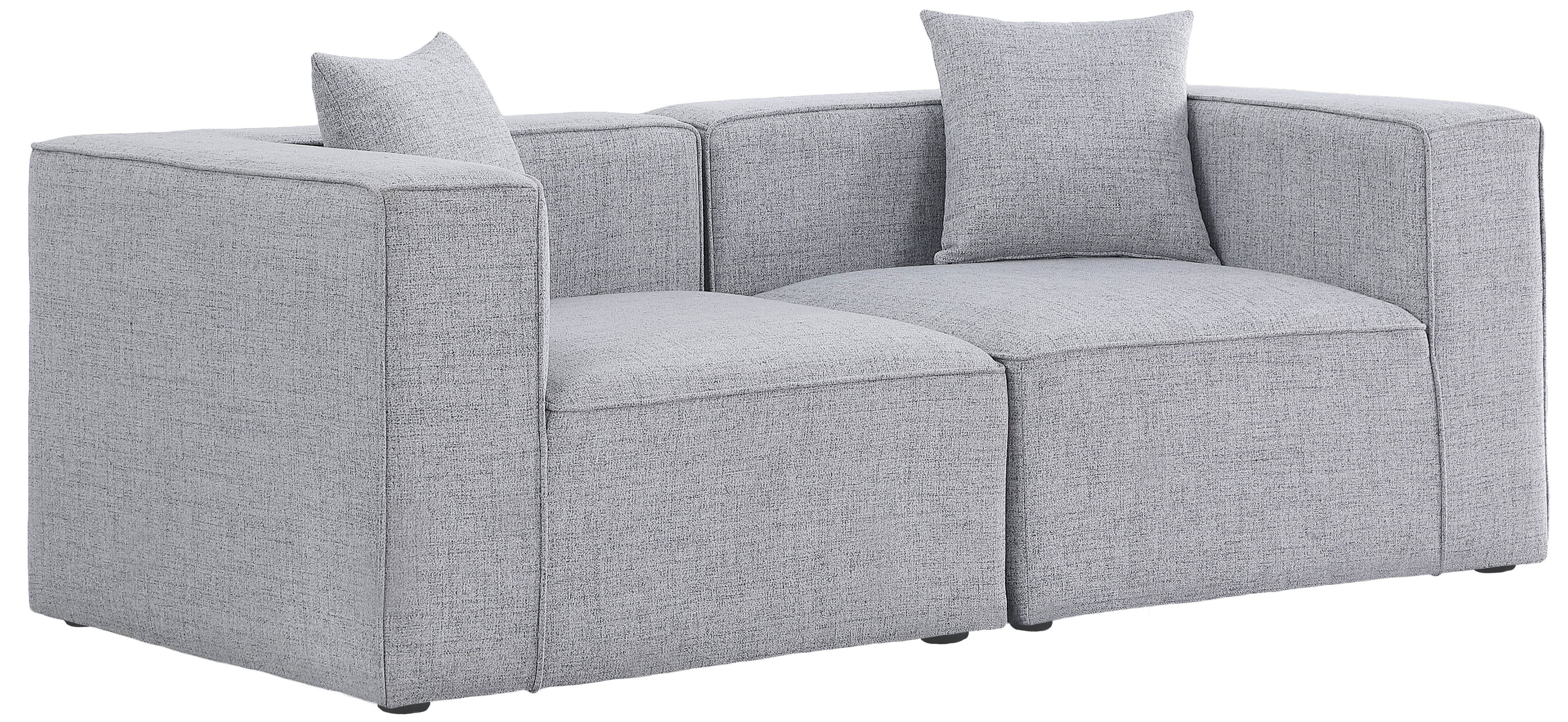 Meridian Furniture Cube Grey Linen 2pc Modular Sofa