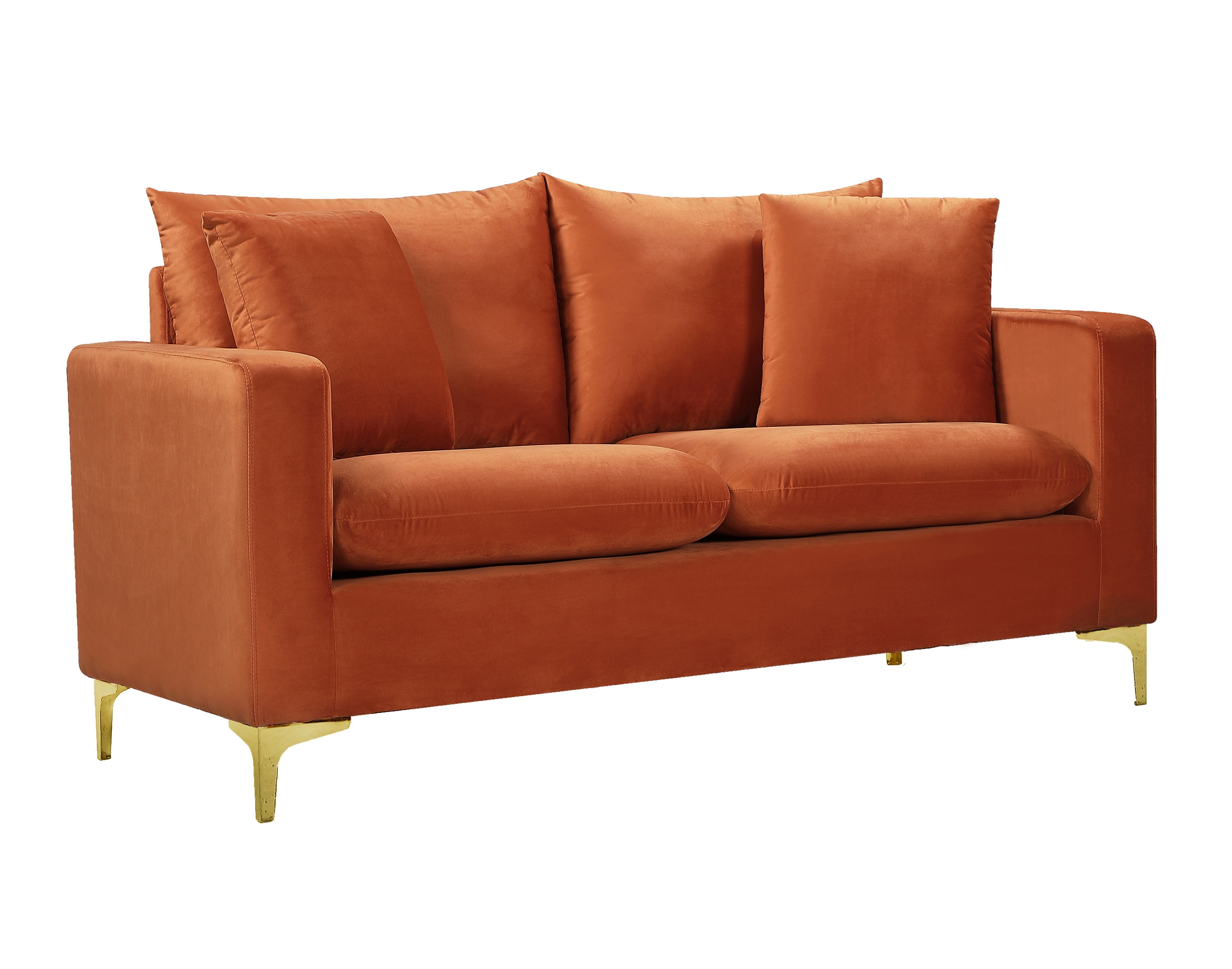 Meridian Furniture Naomi Cognac Velvet Loveseat