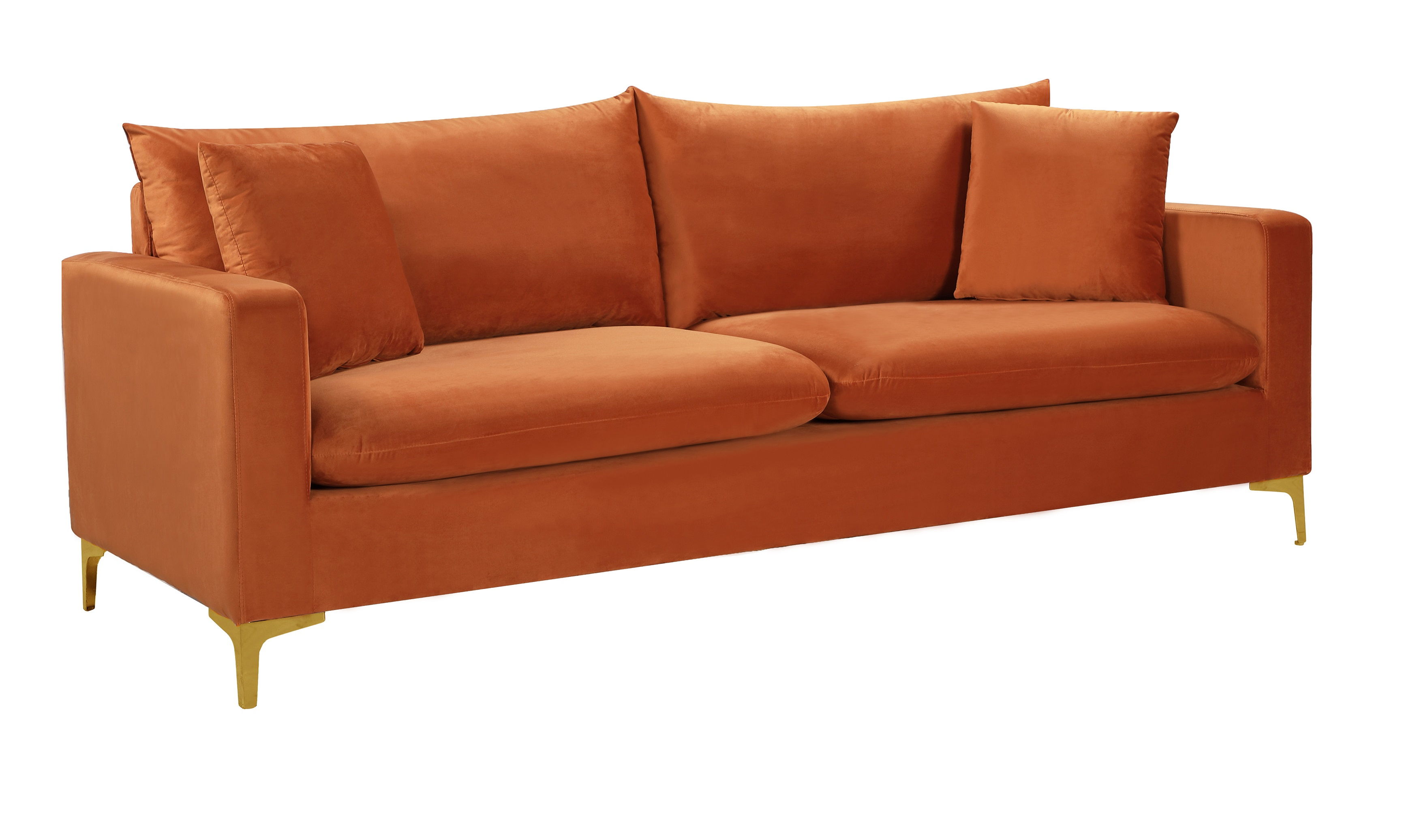 Naomi Cognac Velvet Sofa