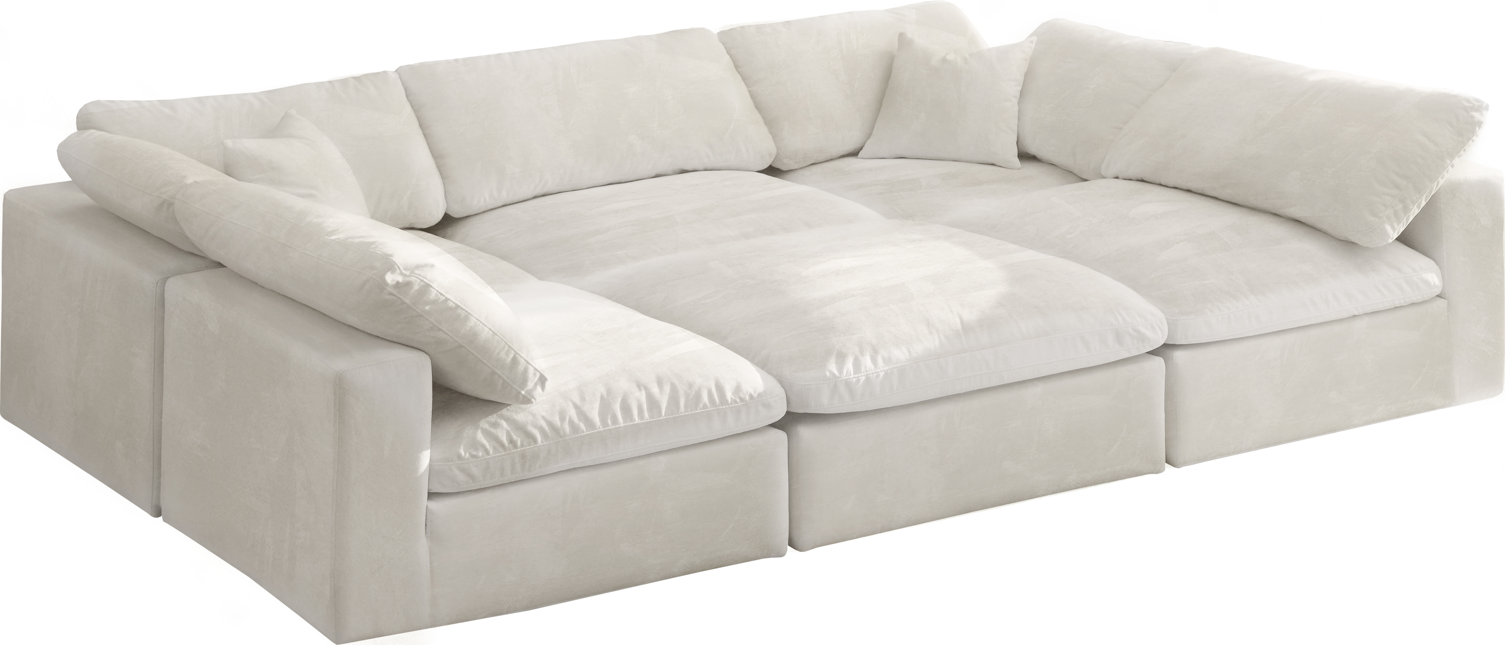 Meridian Furniture Cozy Cream Cloud Like Comfort 6pc Sectional