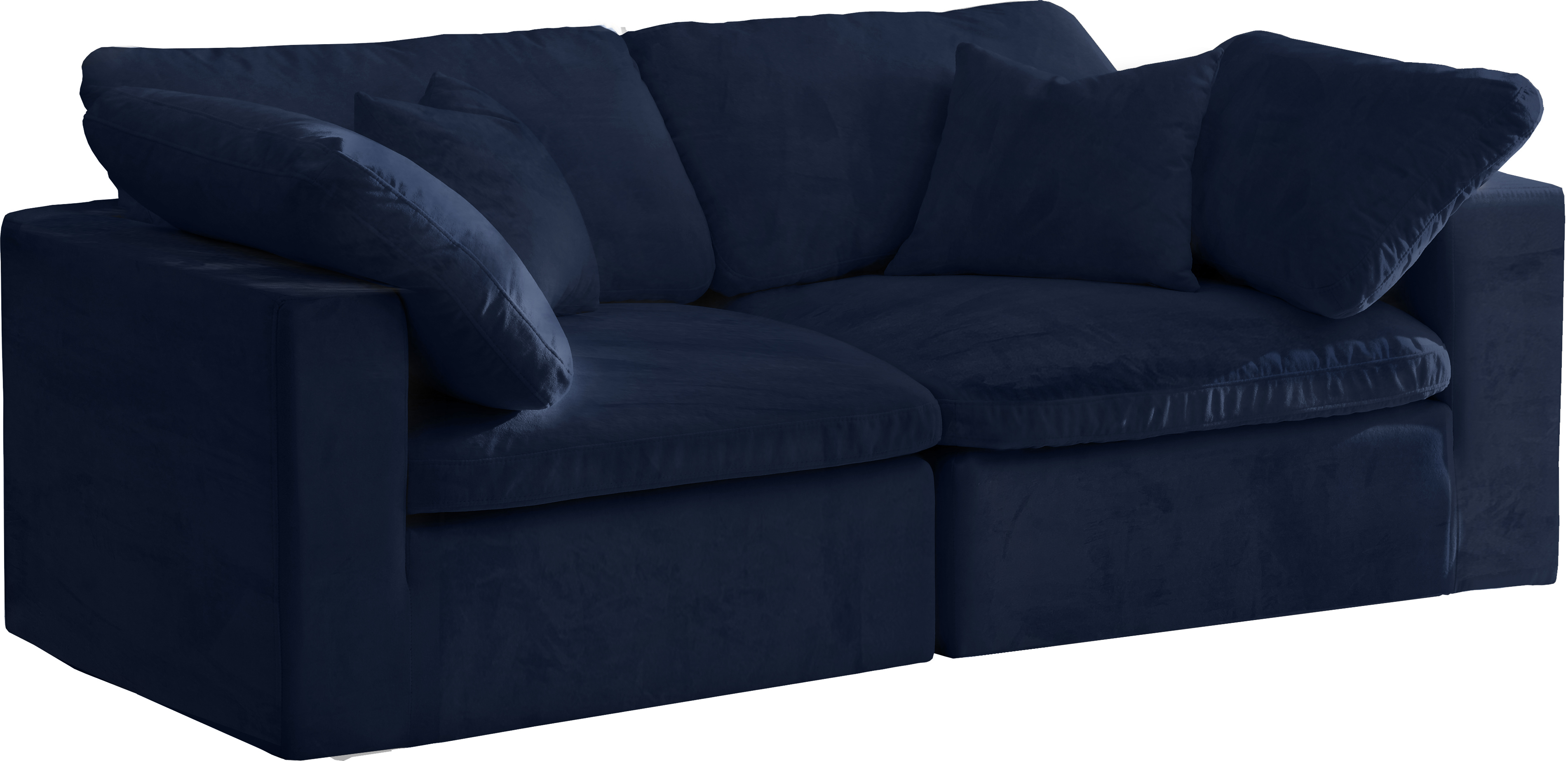 Meridian Furniture Cozy Navy Cloud Like Comfort Modular 2pc Sofa