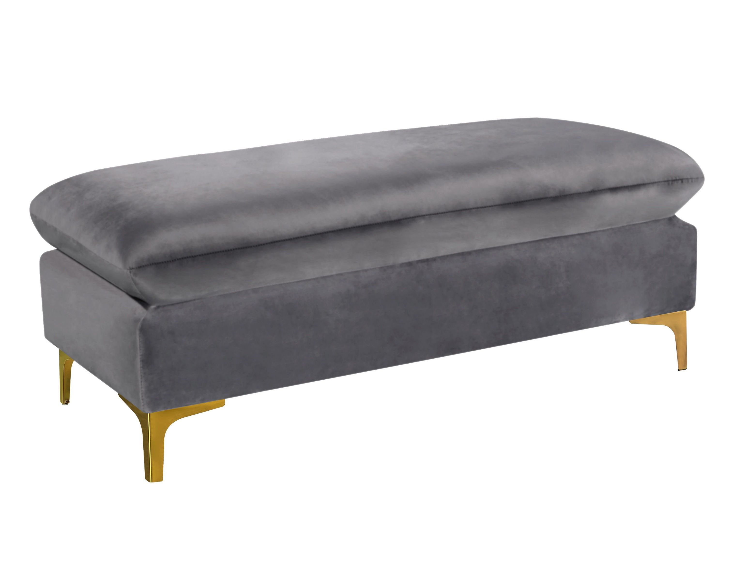 Naomi Grey Velvet Ottoman