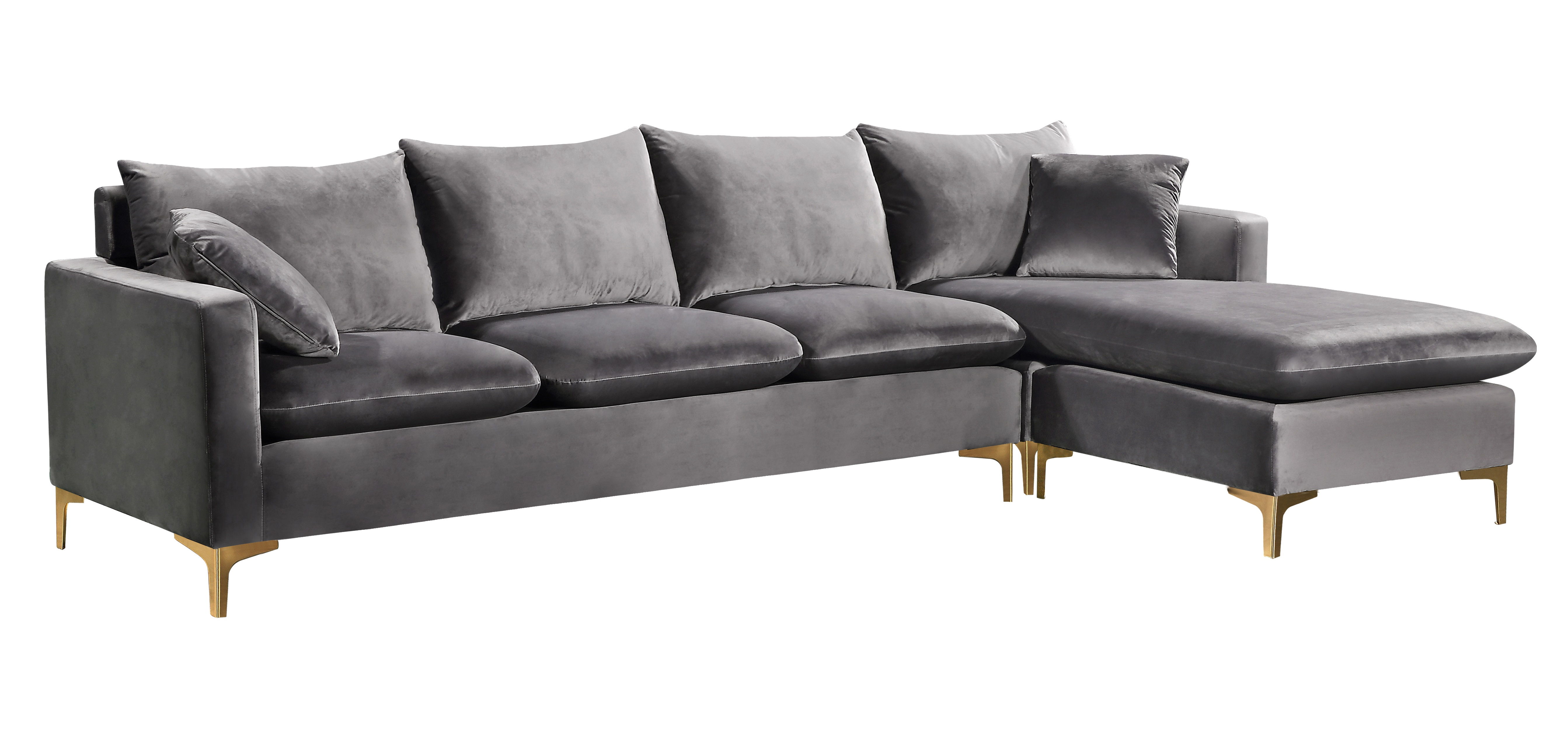Naomi Grey Velvet 2pc. Reversible Sectional