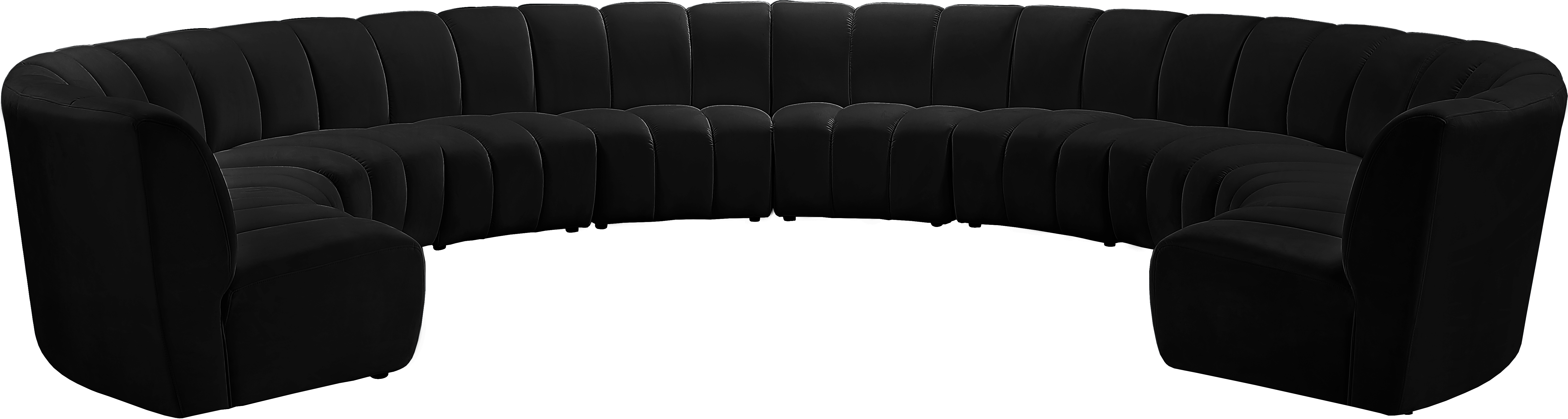 Meridian Furniture Infinity Black Velvet 10pc Modular Sectional