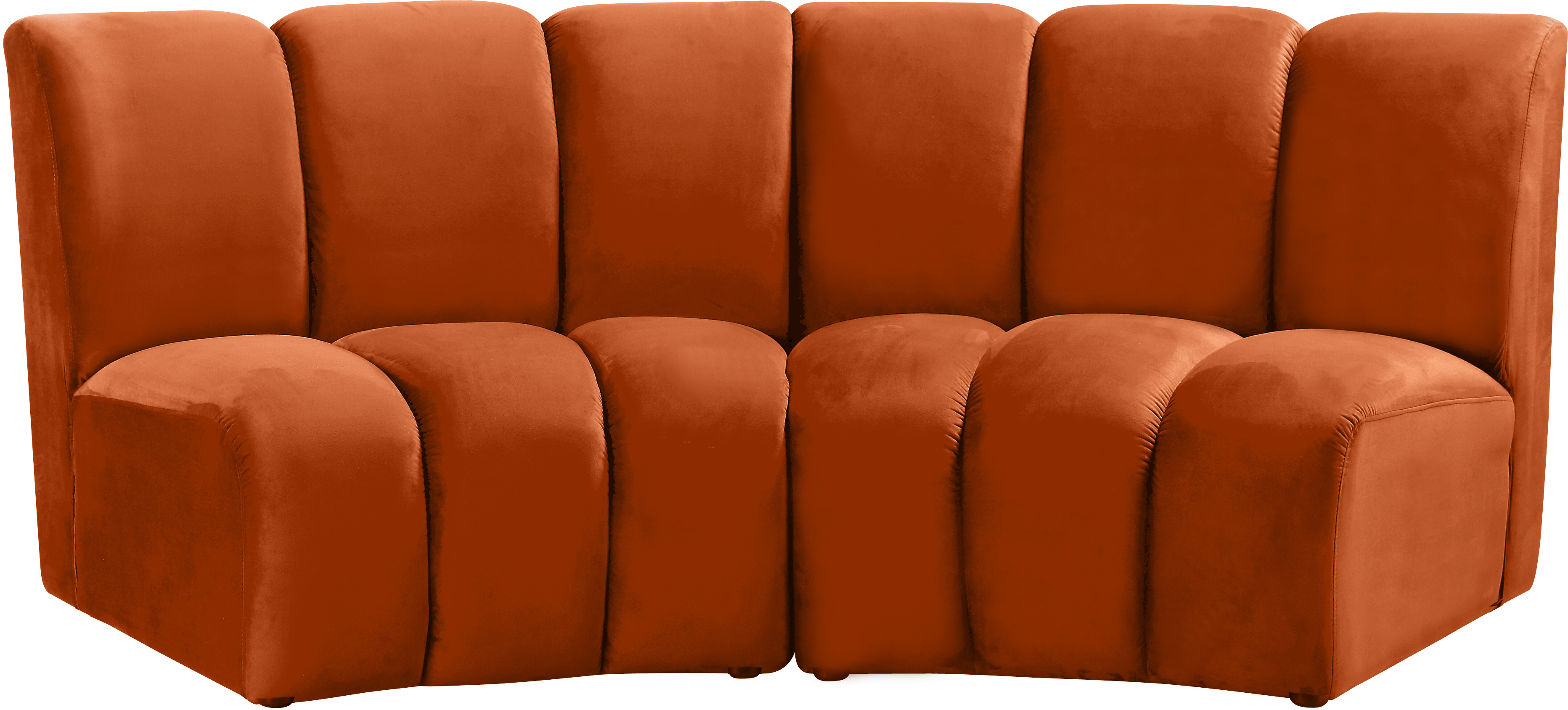 Meridian Furniture Infinity Cognac Velvet 2pc Modular Loveseat
