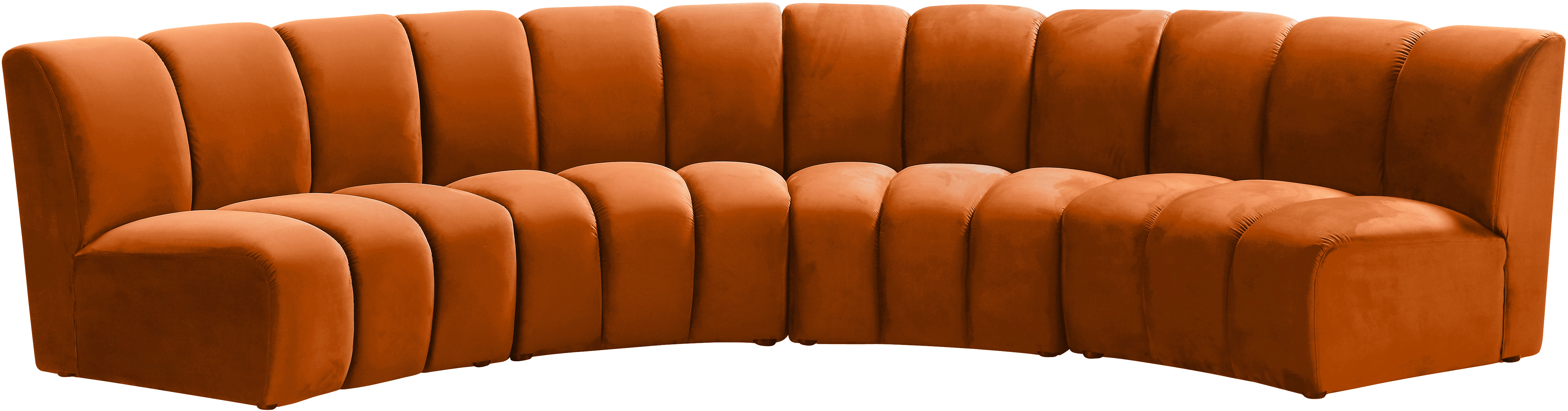 Meridian Furniture Infinity Cognac Velvet 4pc Modular Sectional