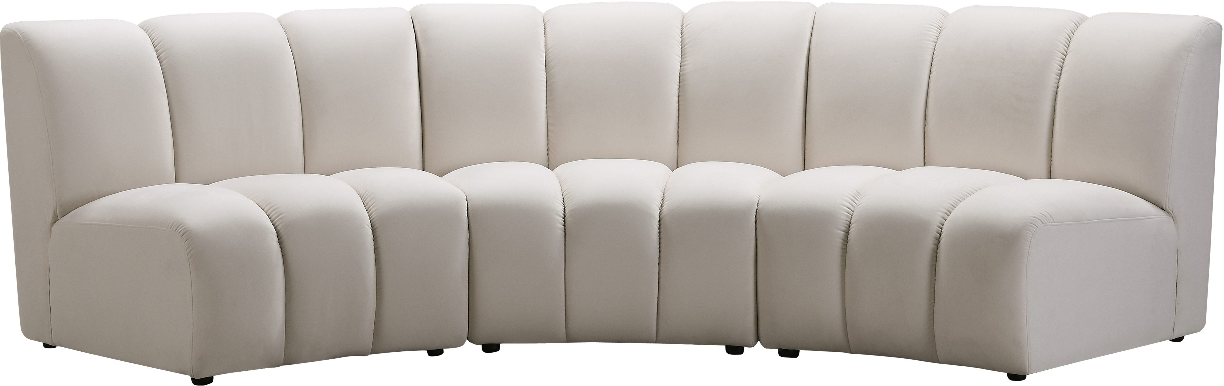 Meridian Furniture Infinity Cream Velvet 3pc Modular Sectional