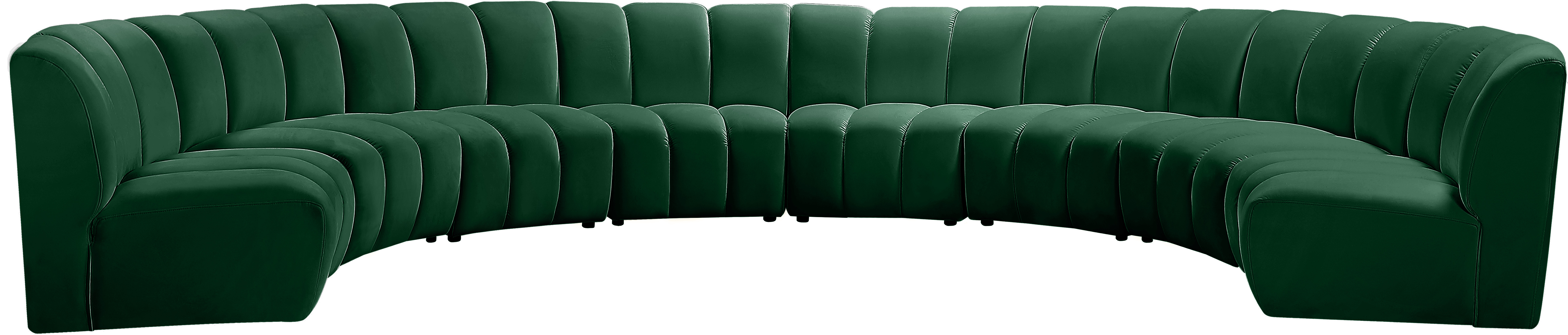 Meridian Furniture Infinity Green Velvet 8pc Modular Sectional