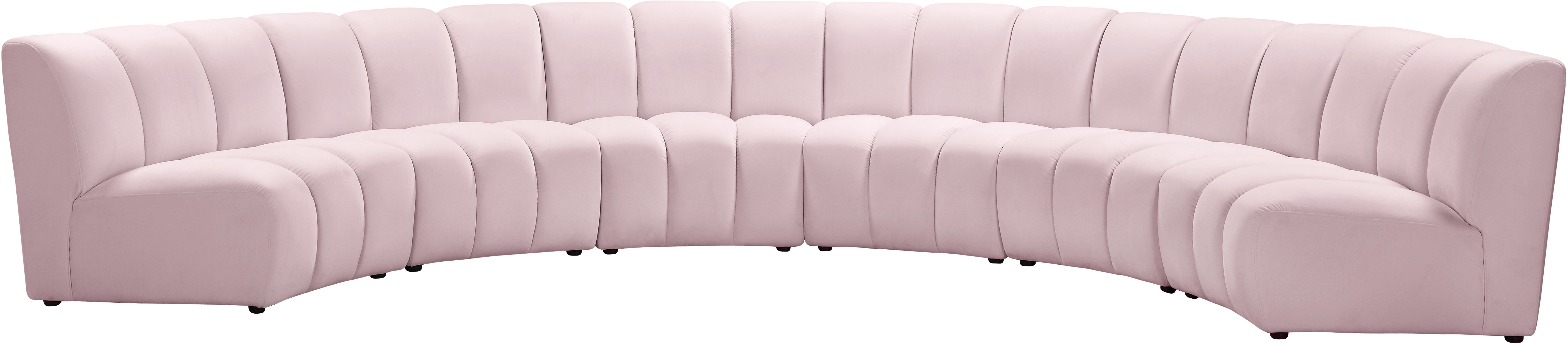 Meridian Furniture Infinity Pink Velvet 6pc Modular Sectional