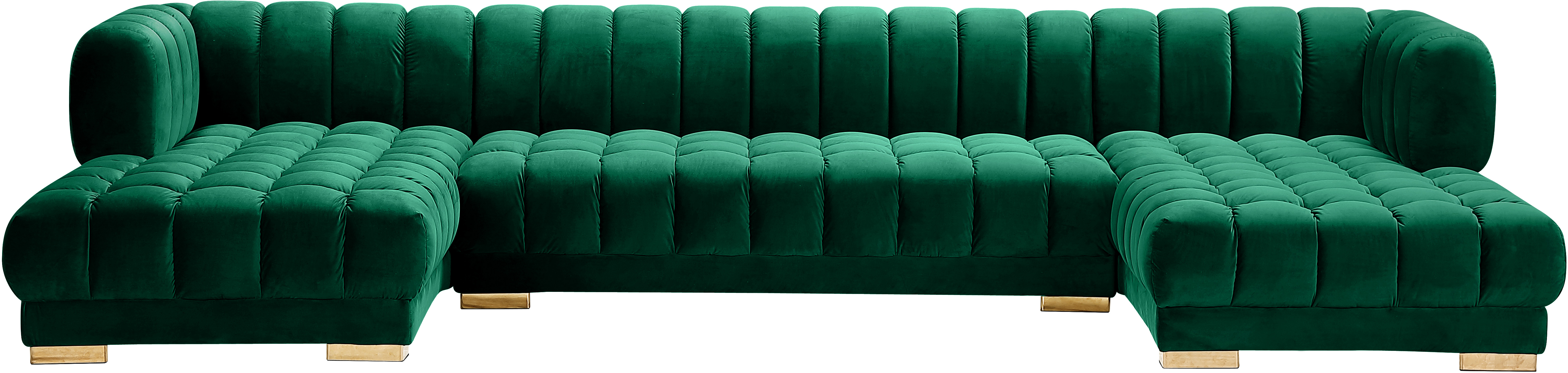 Meridian Furniture Gwen Green Velvet 3pc Sectional