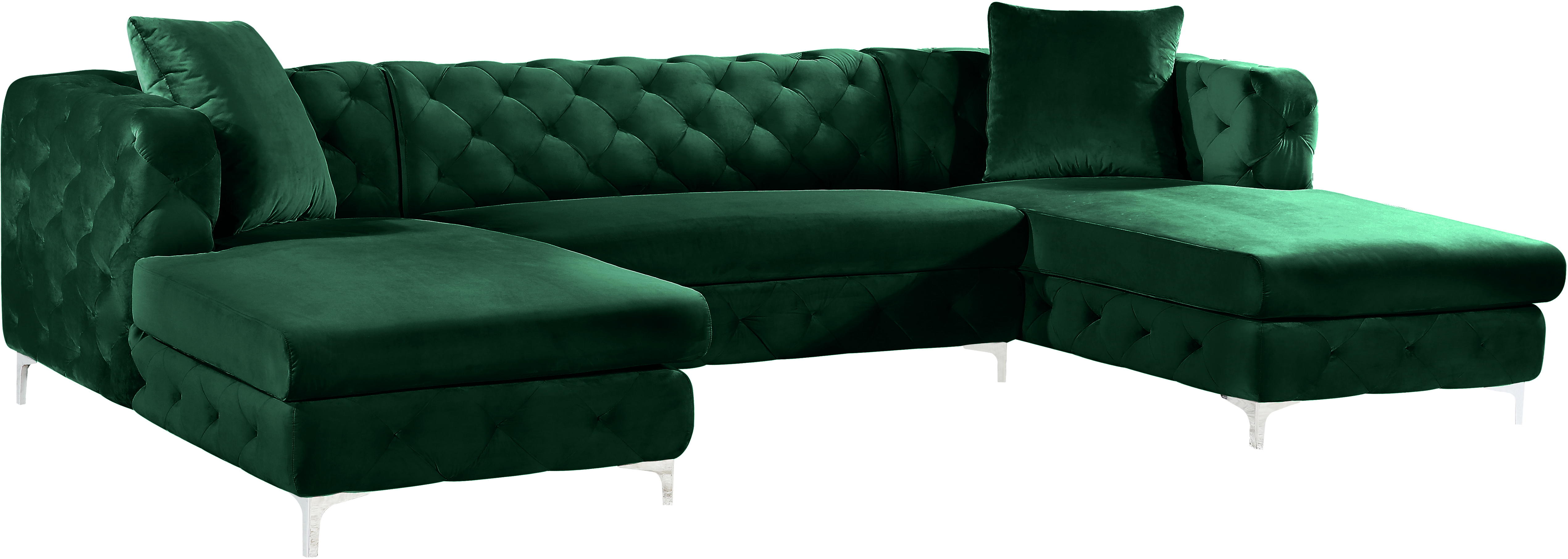 Meridian Furniture Gail Green Velvet 3pc Sectional