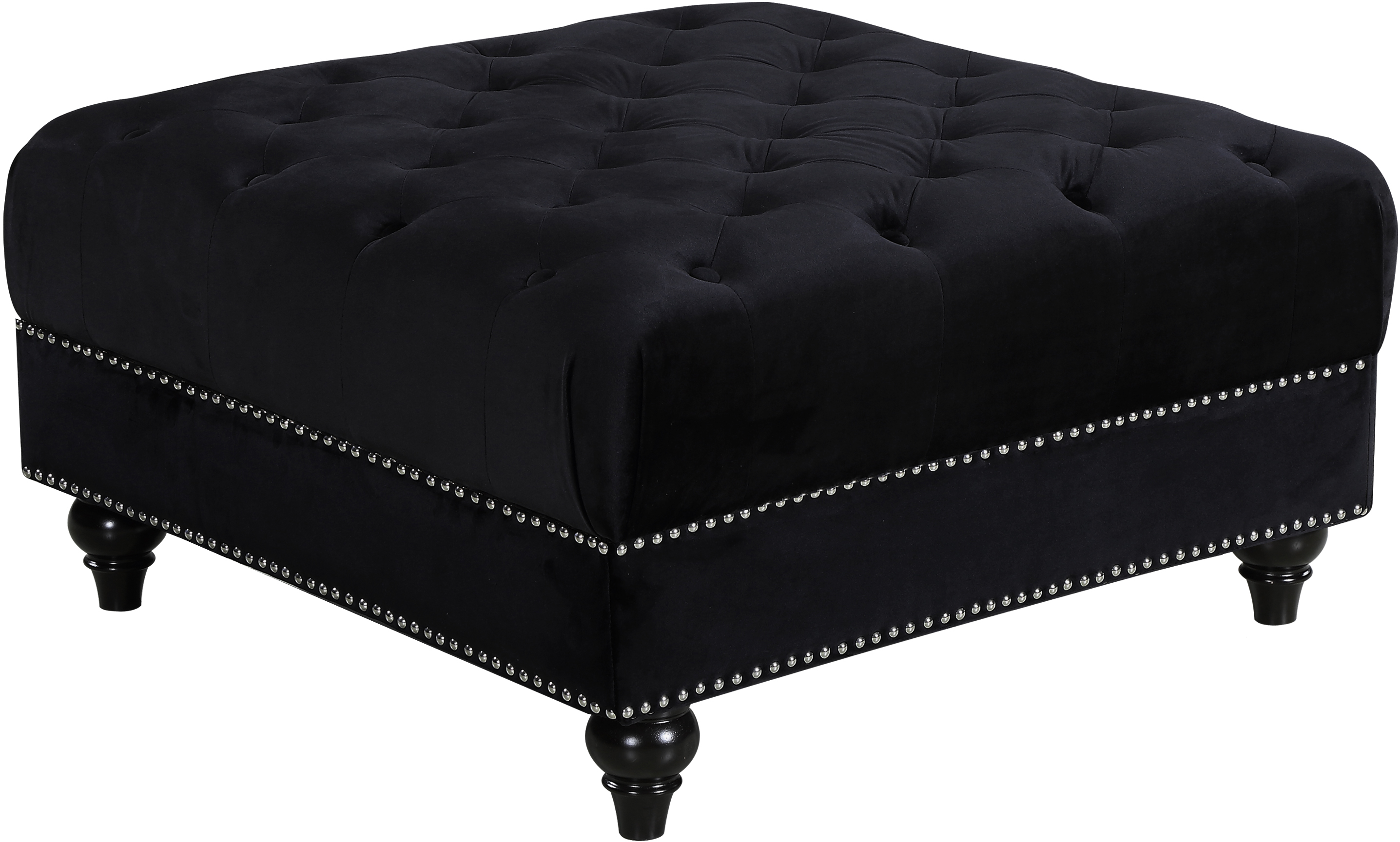 Clifton Black Velvet Ottoman