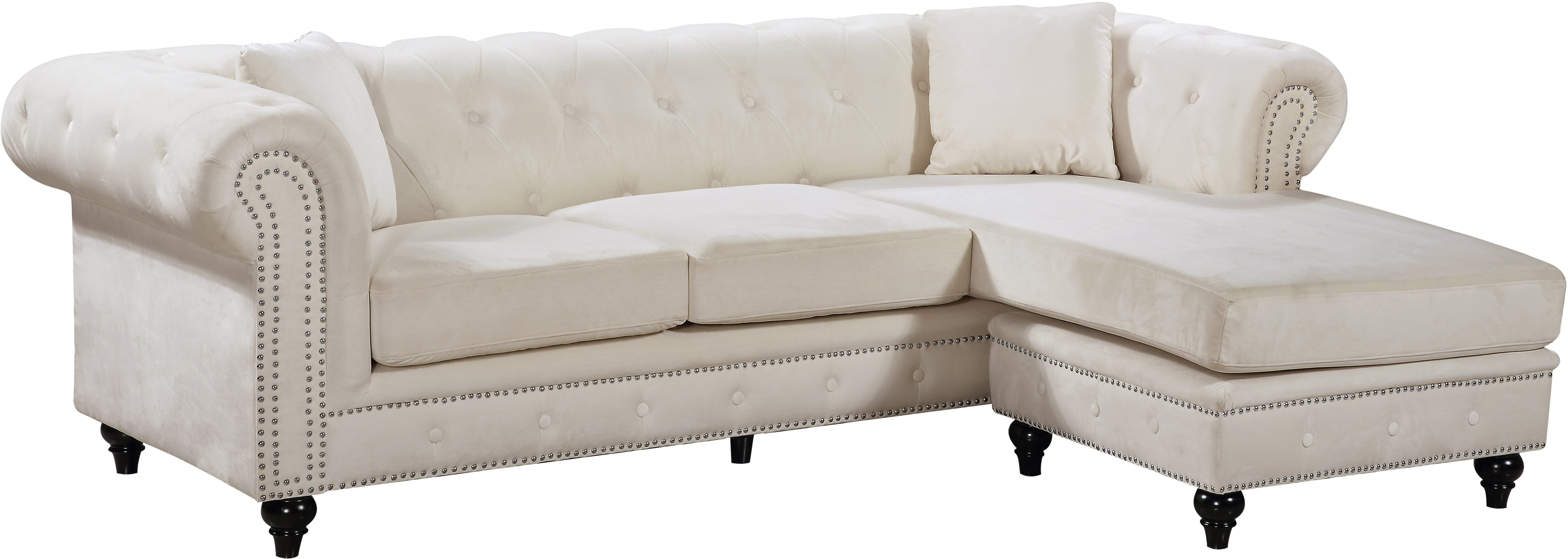 Clifton Cream Velvet 2pc. Reversible Sectional