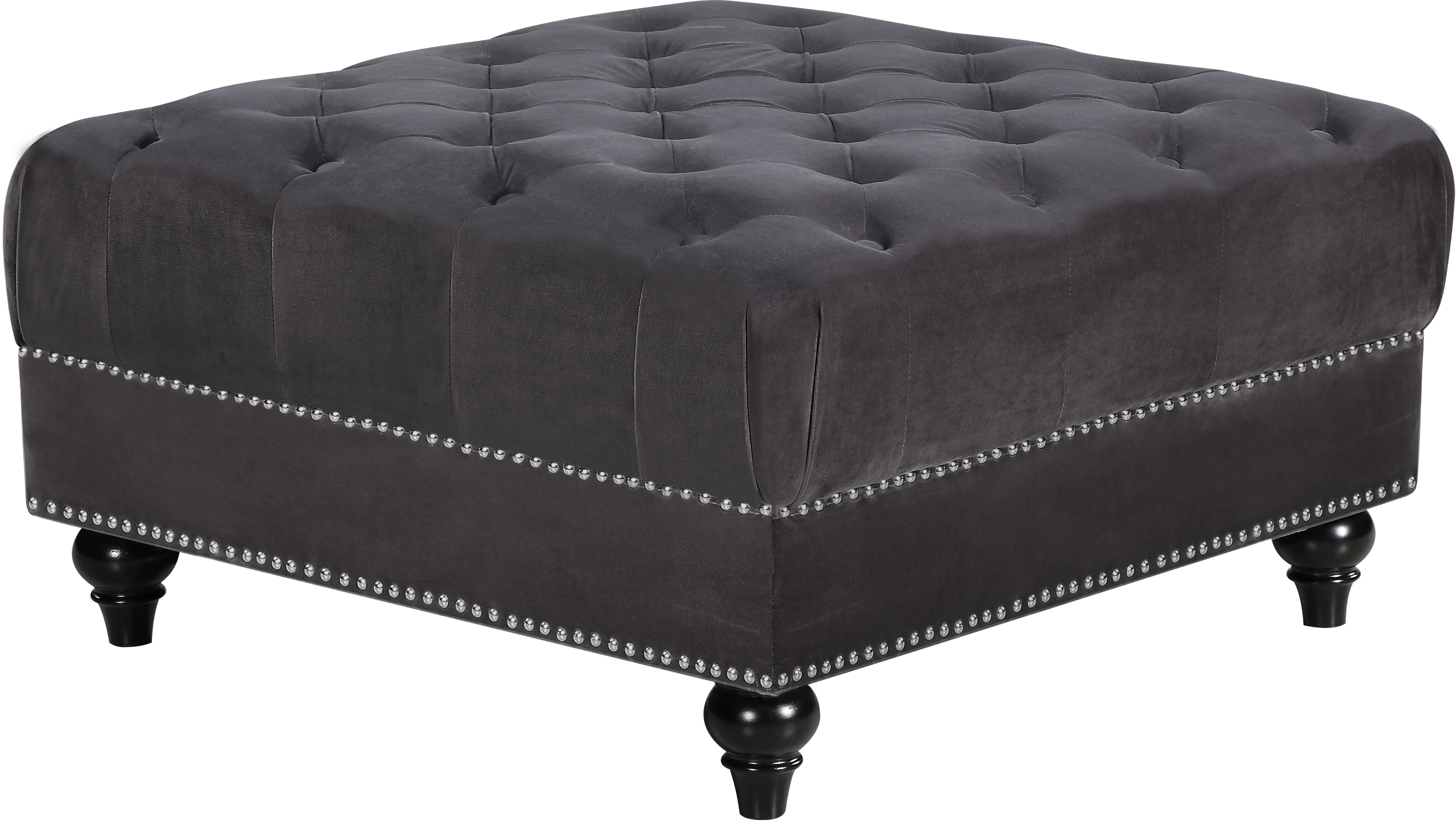 Clifton Grey Velvet Ottoman