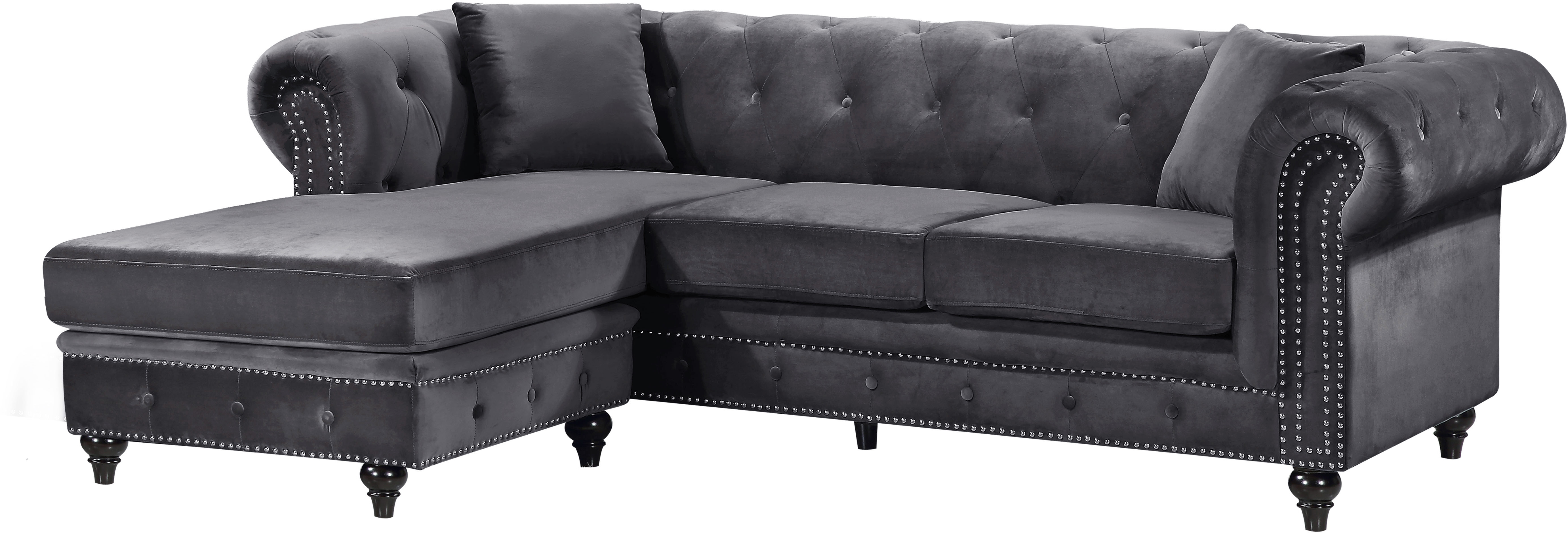 Design Edge Clifton  Grey 2pc Sectional with Ottoman