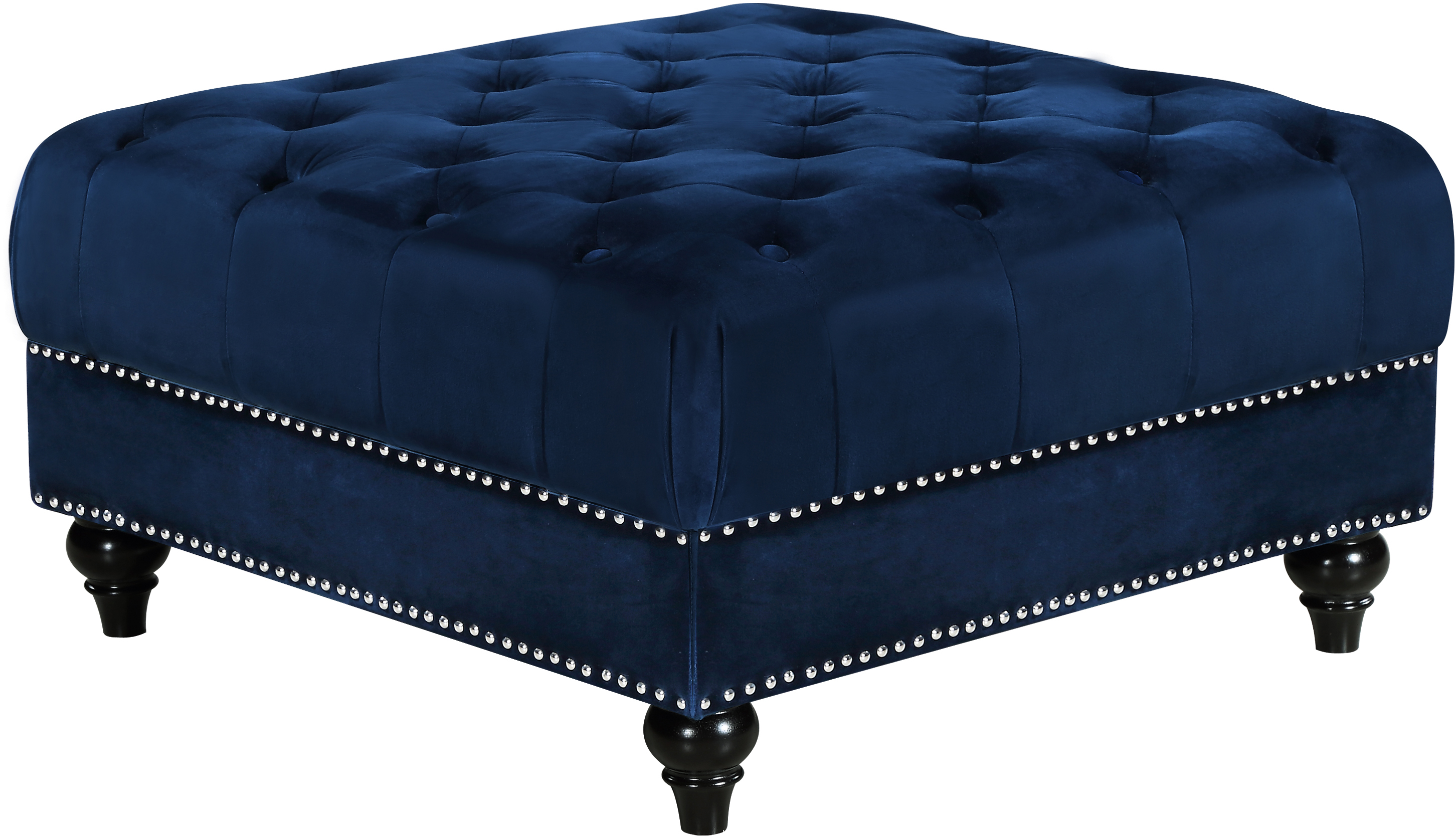 Clifton Navy Velvet Ottoman