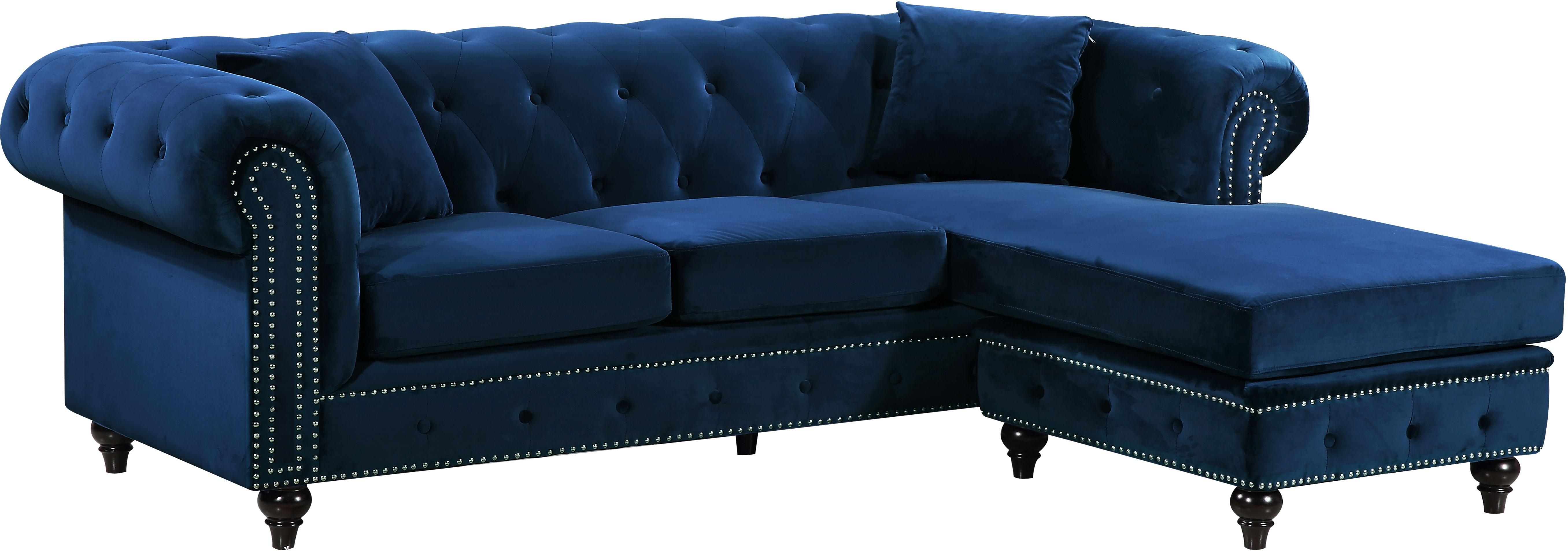 Clifton Navy Velvet 2pc. Reversible Sectional