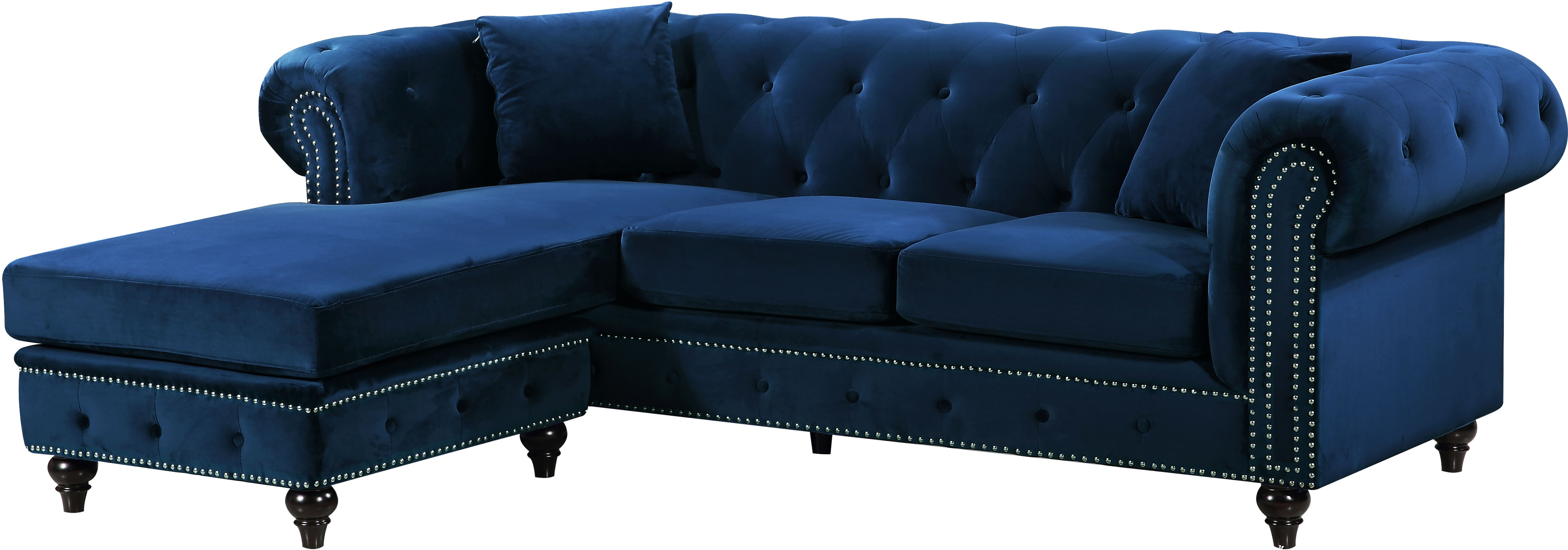 Design Edge Clifton  Navy 2pc Sectional with Ottoman