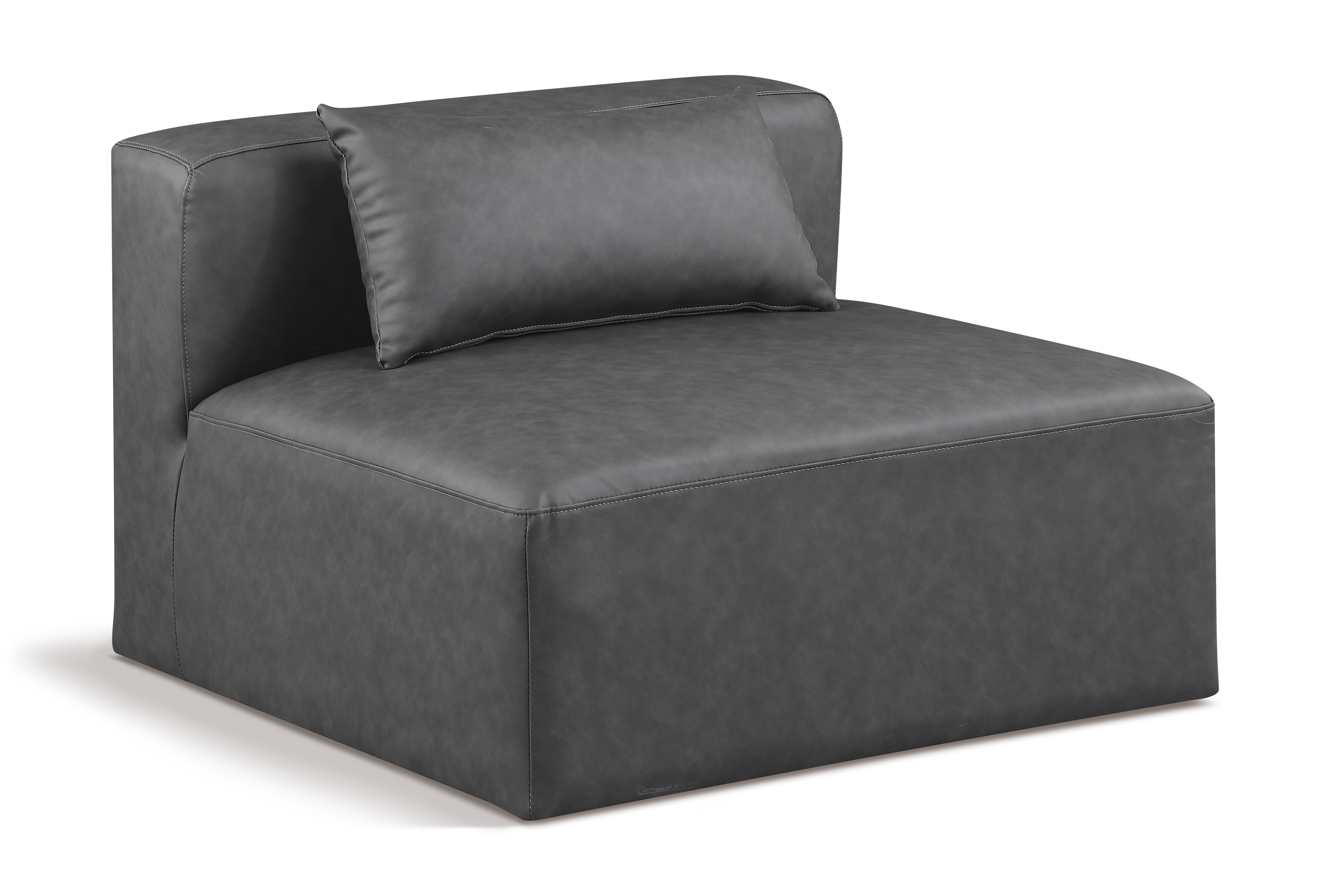 Meridian Furniture Cube Charcoal Grey Vegan Leather Armless Chair