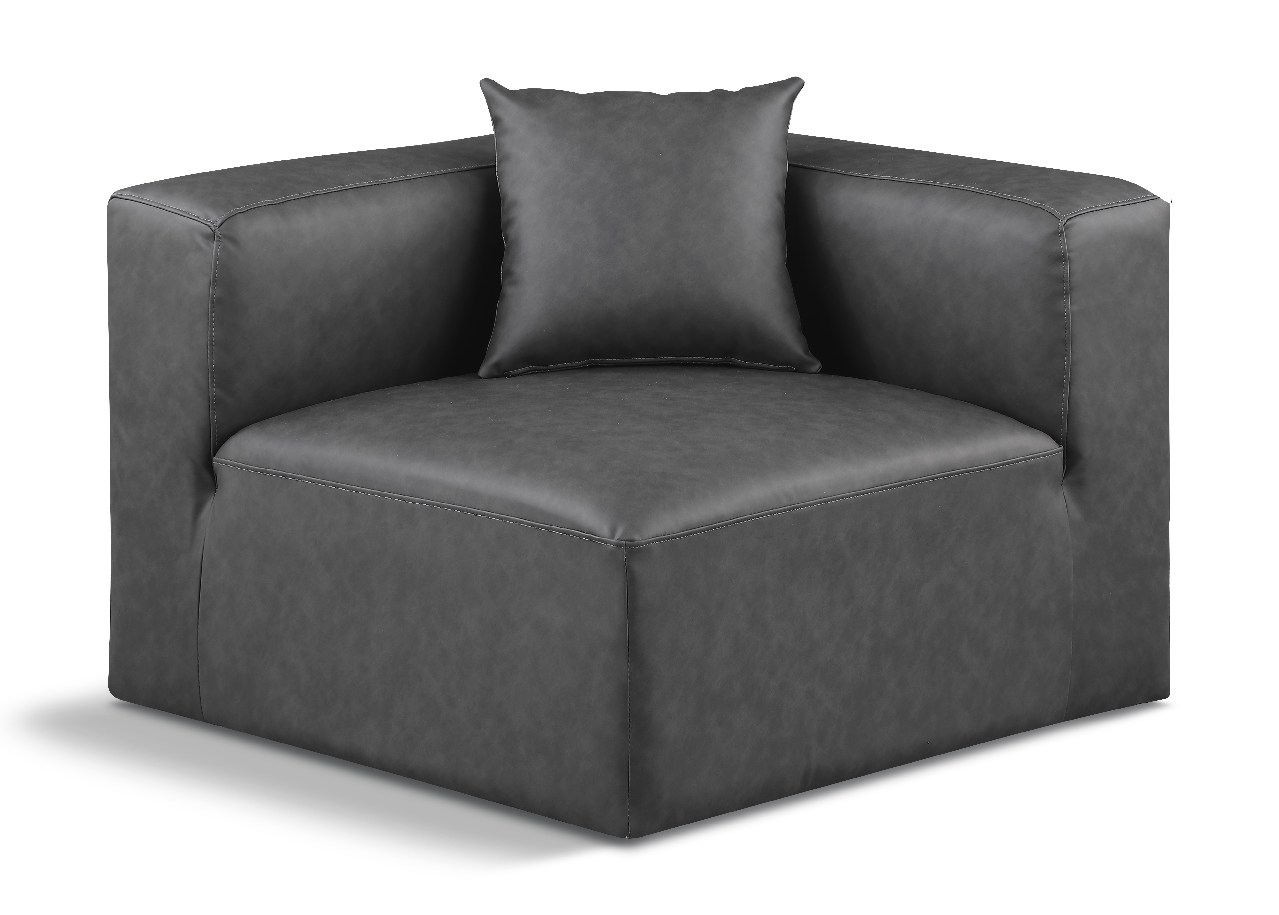 Meridian Furniture Cube Charcoal Grey Vegan Leather Corner Chair
