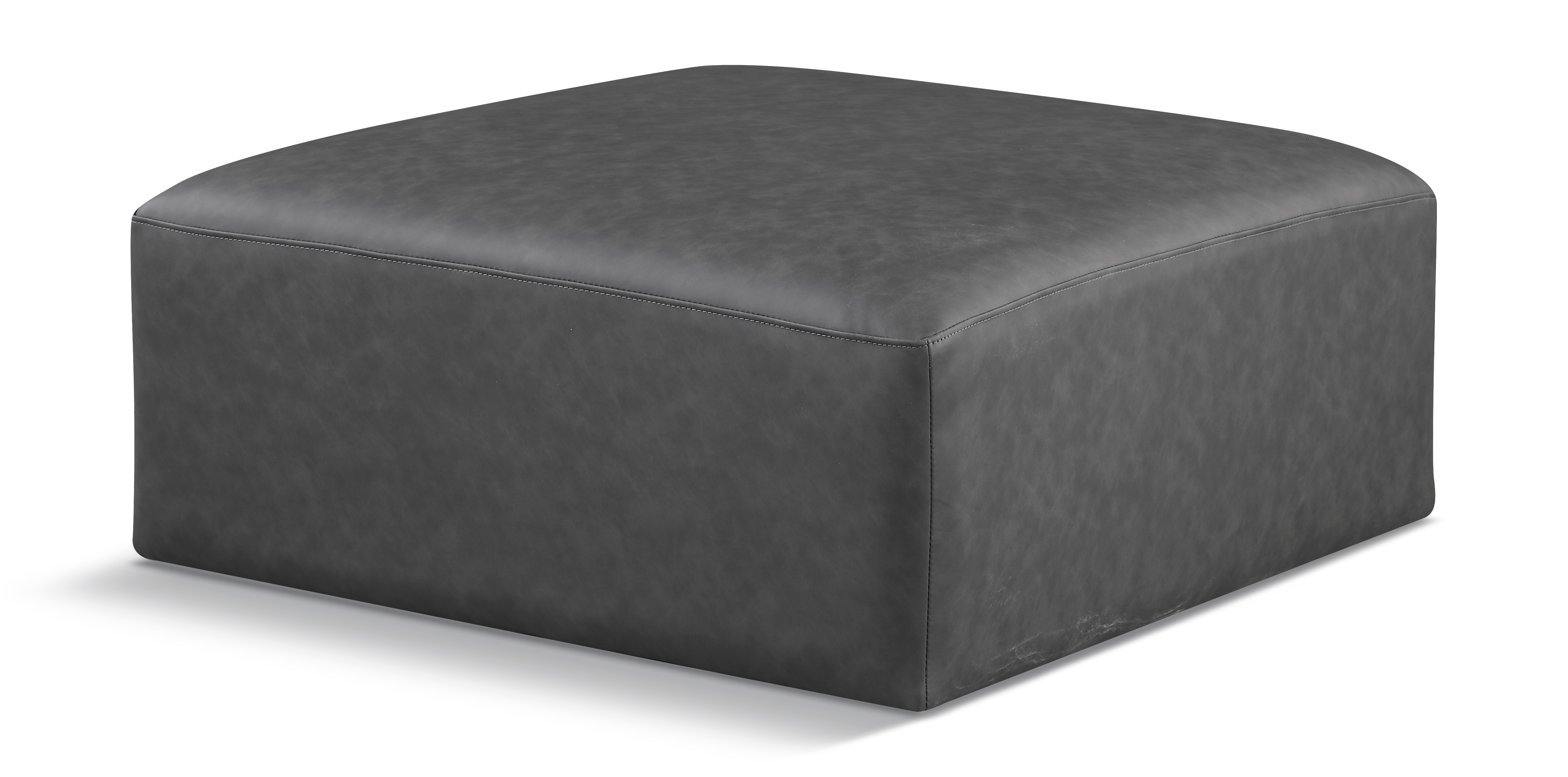 Meridian Furniture Cube Charcoal Grey Vegan Leather Ottoman