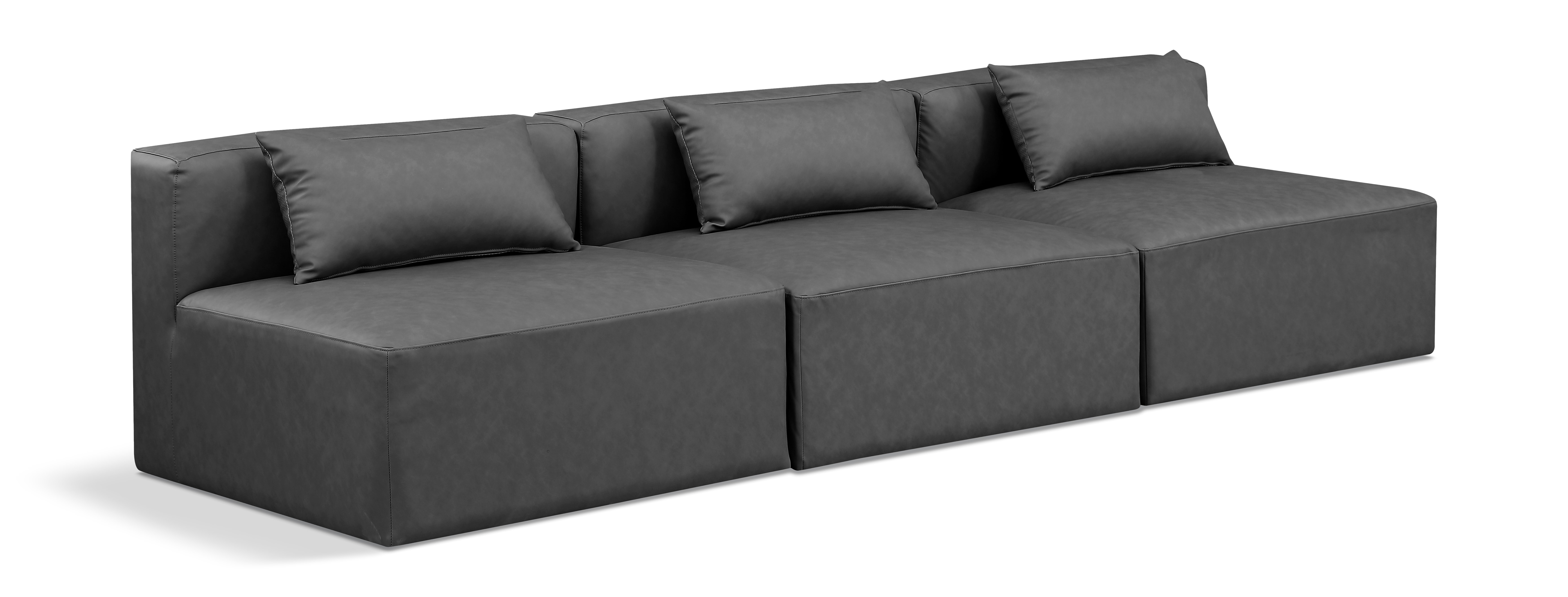 Meridian Furniture Cube Charcoal Grey Vegan Leather Armless Modular Sofa