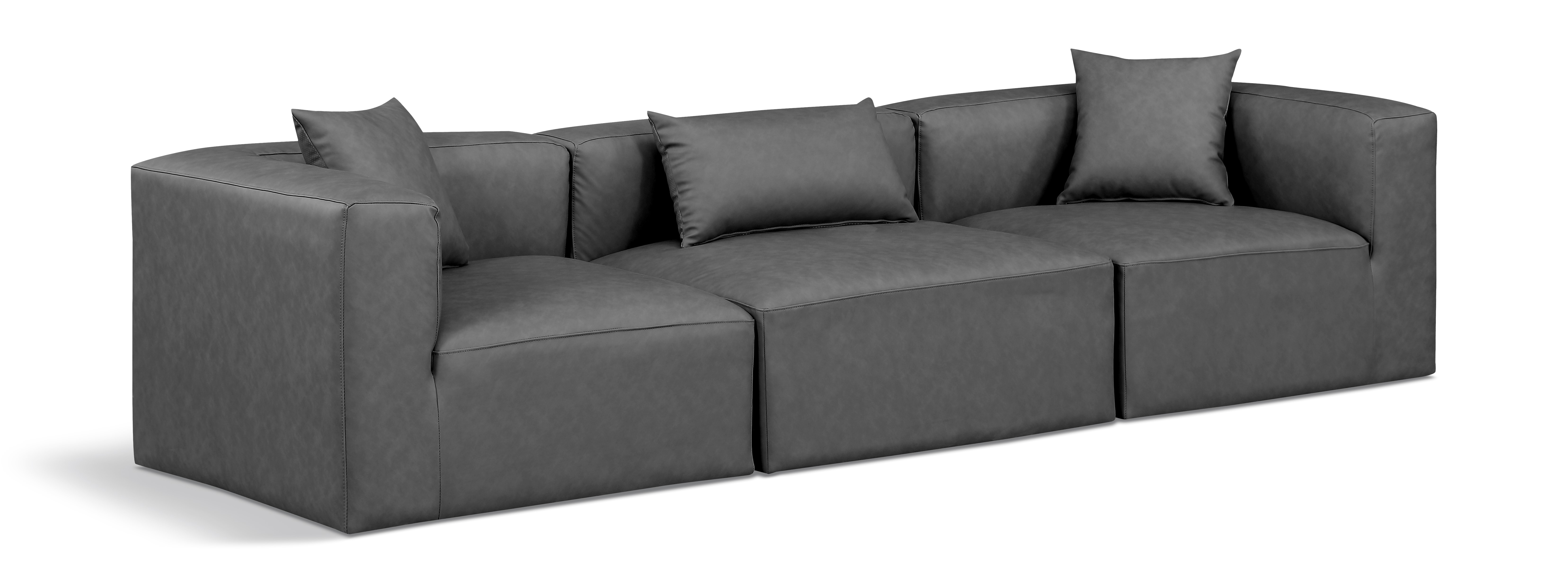 Meridian Furniture Cube Charcoal Grey Vegan Leather Modular Sofa