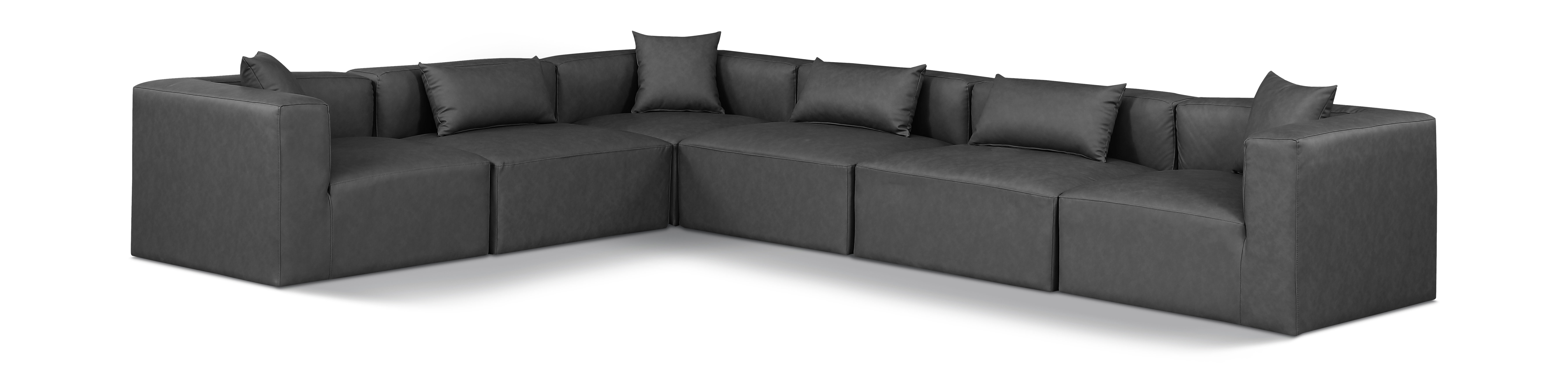 Meridian Furniture Cube Charcoal Grey Vegan Leather 6pc Modular Sectional