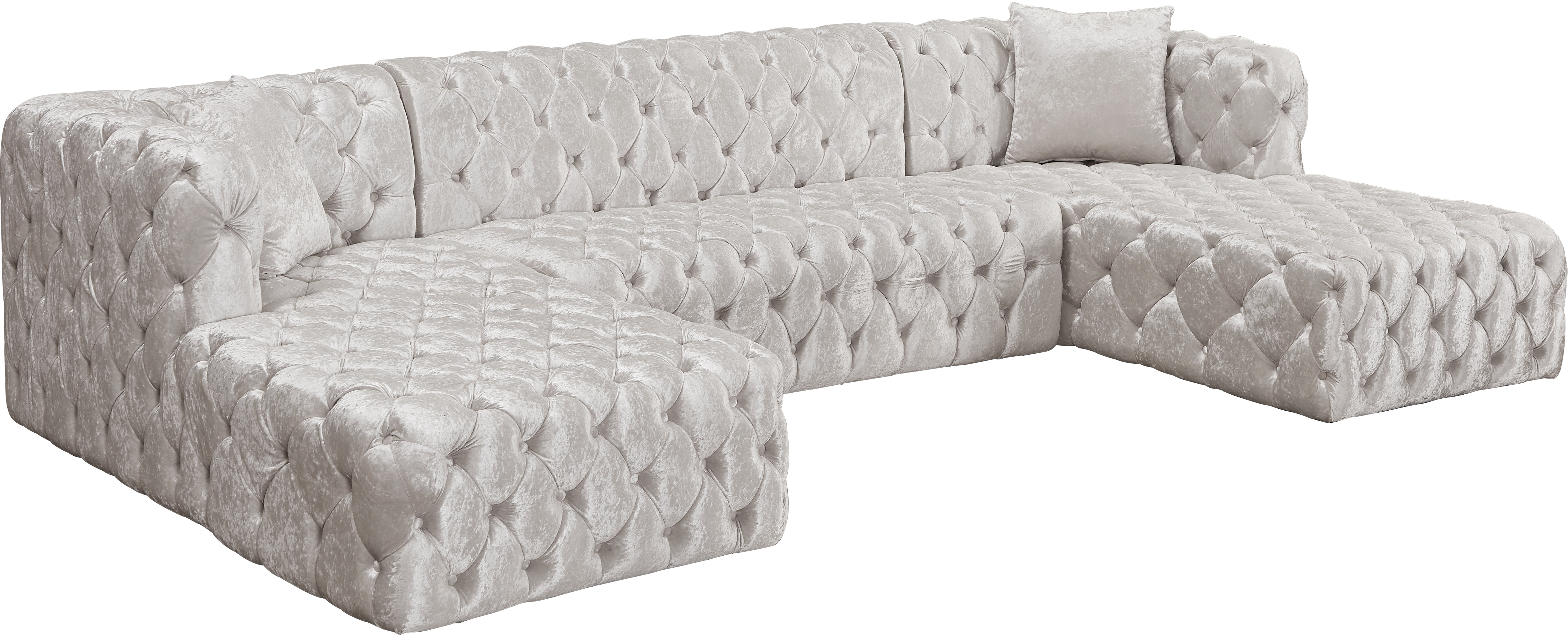 Meridian Furniture Coco White Velvet 3pc Sectional