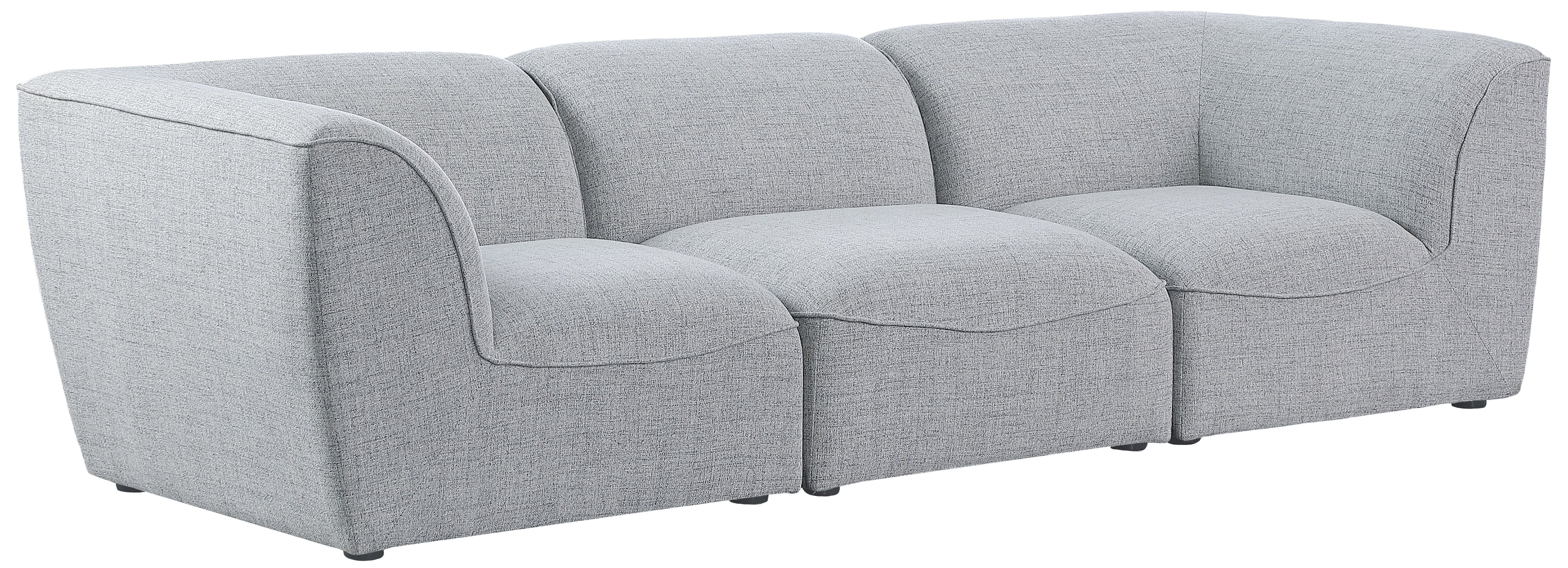 Meridian Furniture Miramar Grey Durable Linen Modular Sofa