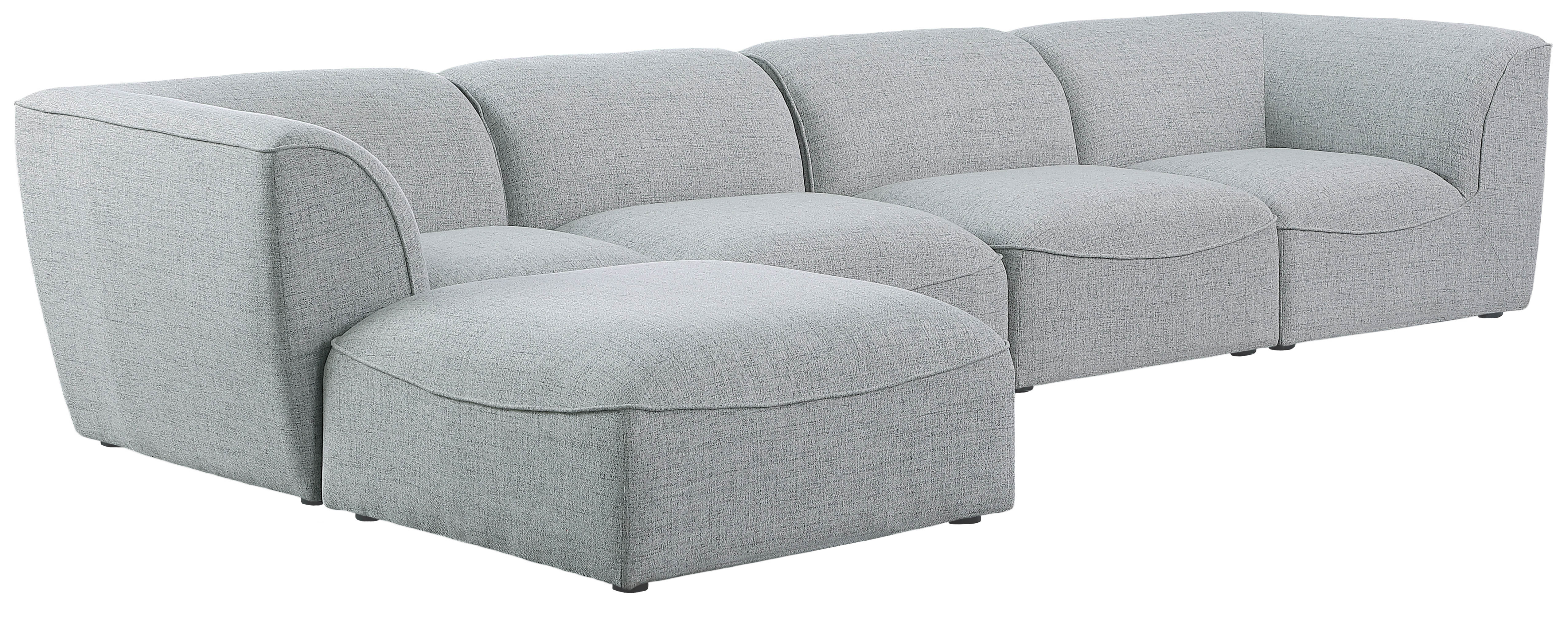 Meridian Furniture Miramar Grey 5pc Modular Sectional with Ottoman