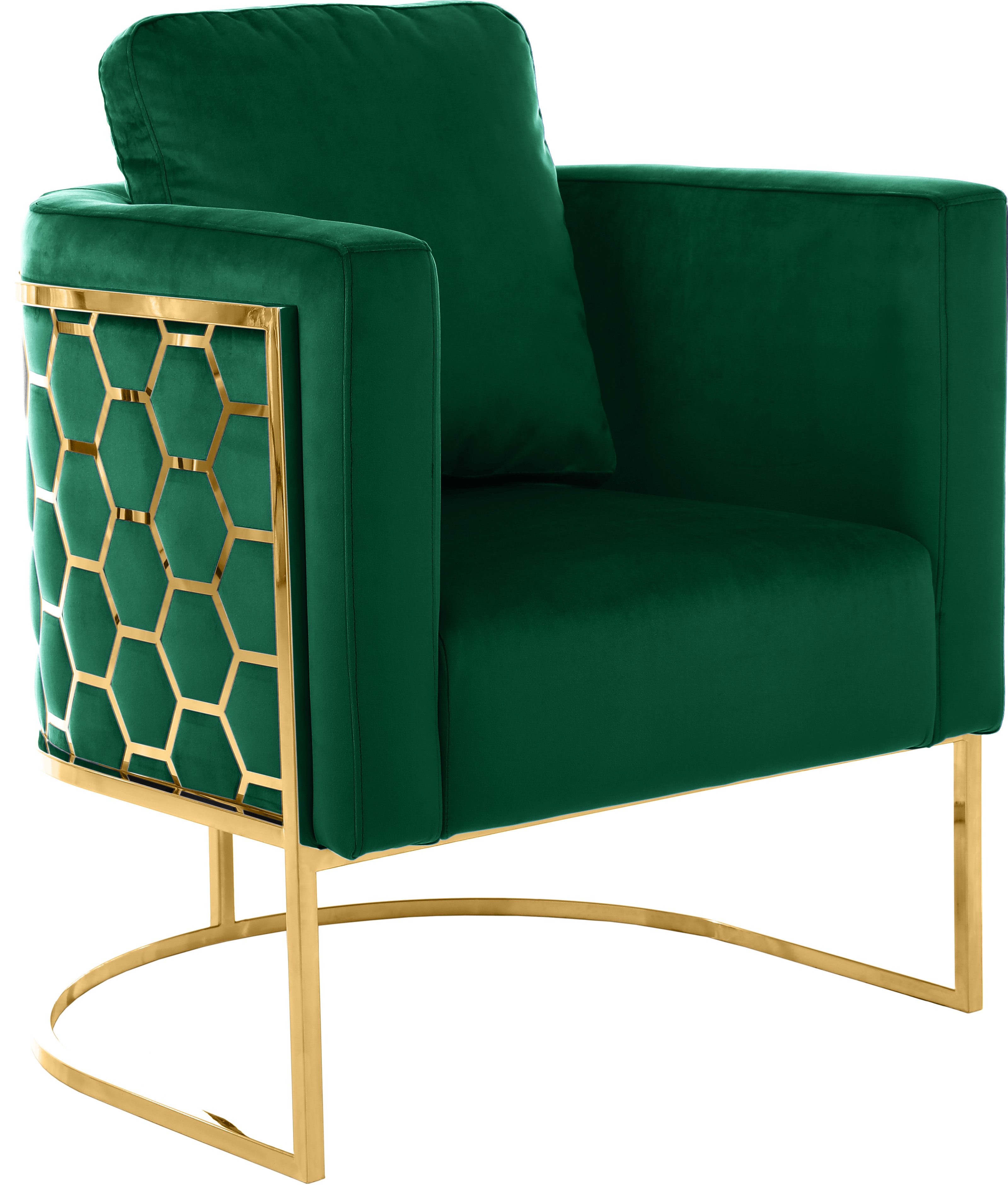 Meridian Furniture Casa Green Velvet Gold Chair