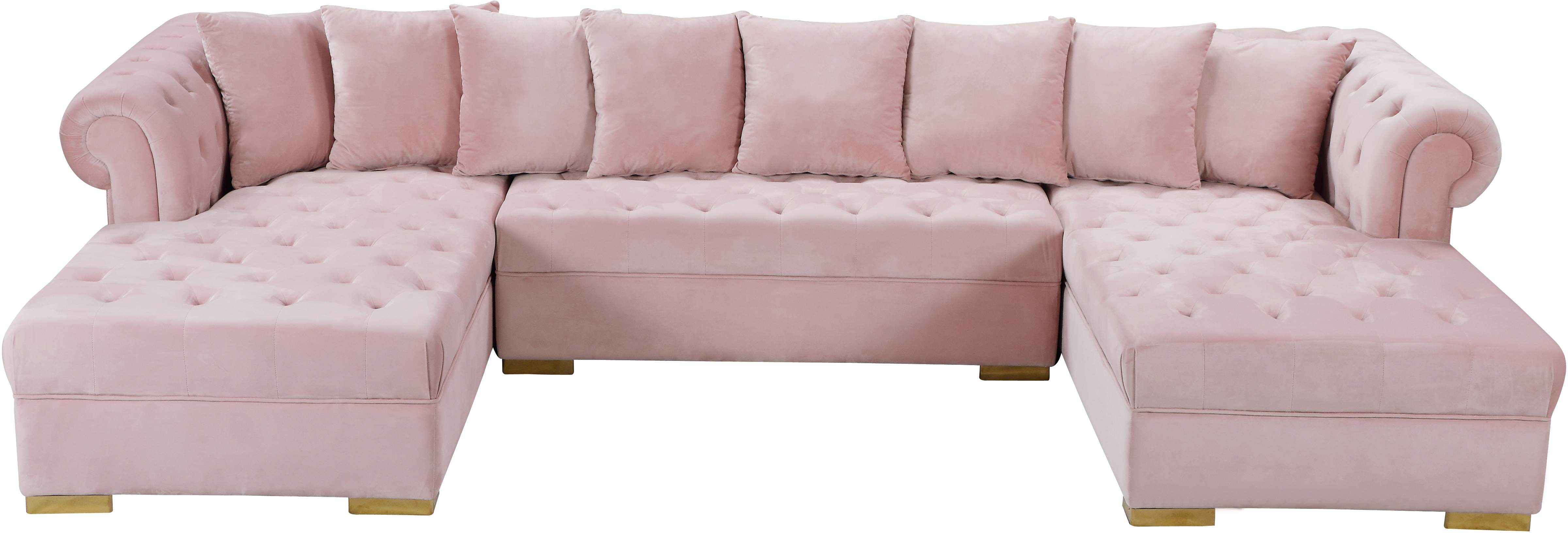 Meridian Furniture Presley Pink Velvet 3pc Sectional