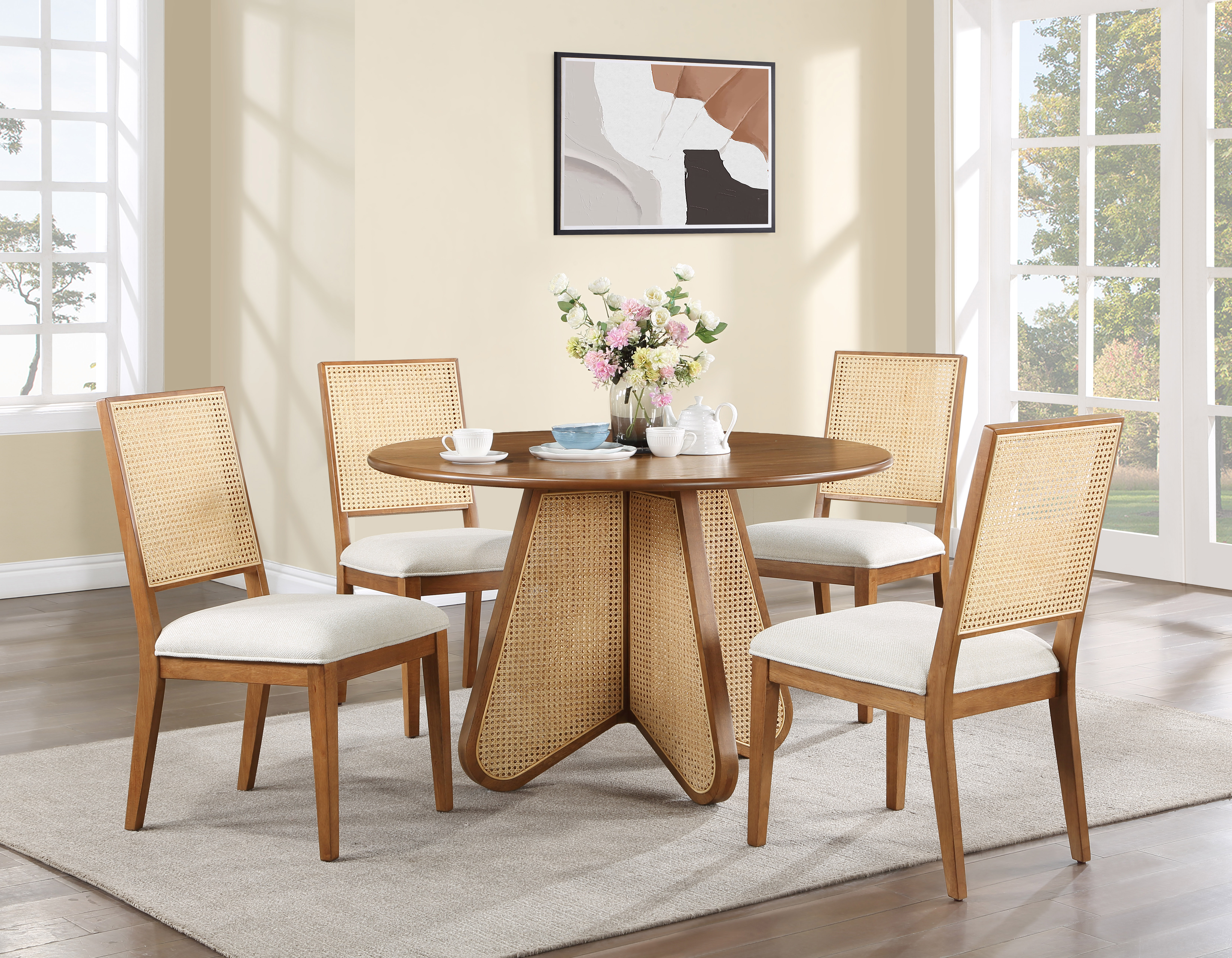 Meridian Furniture Butterfly Cream Brown 5pc Dining Room Set