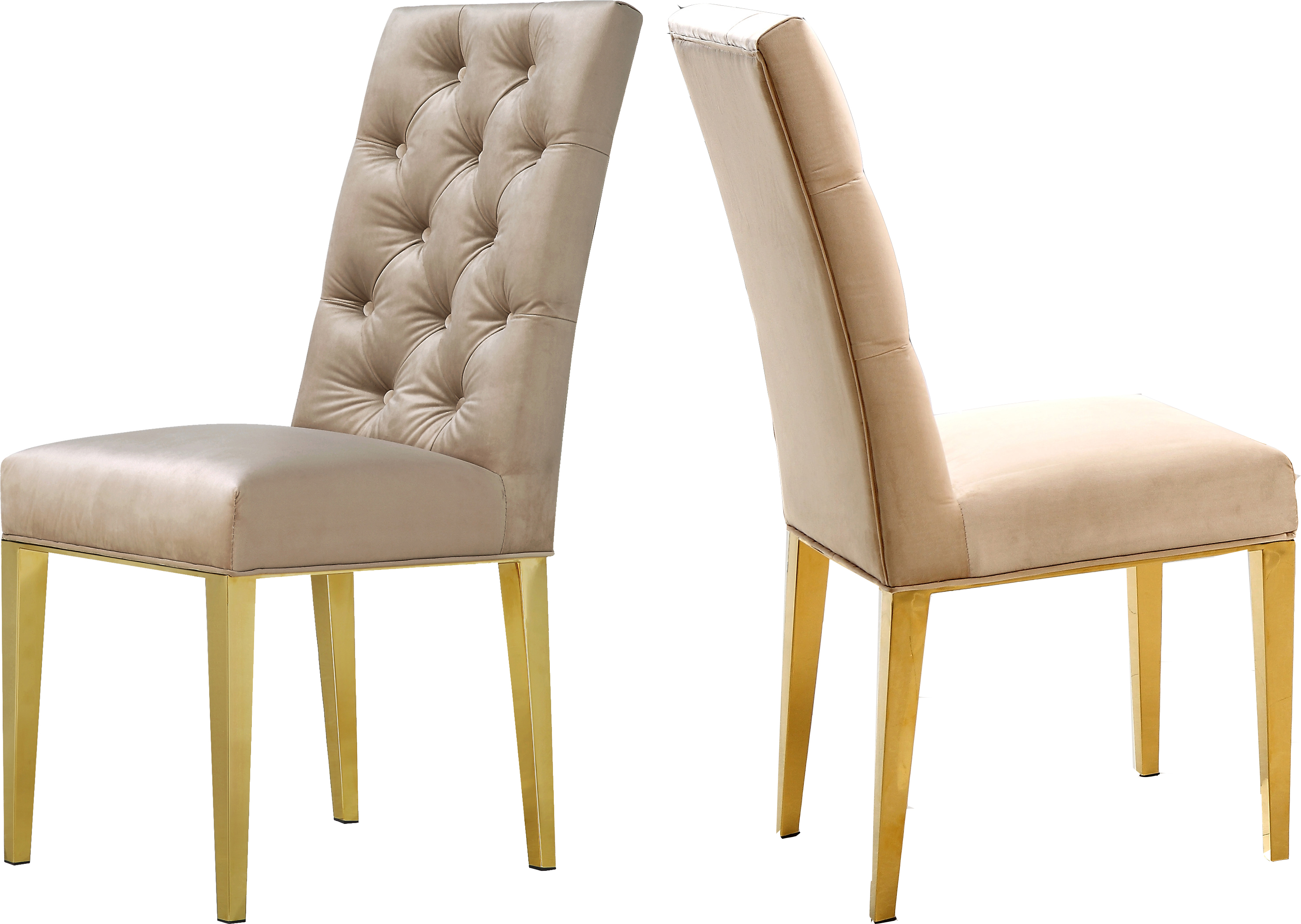 Design Edge Mathoura 2  Beige Velvet Dining Chairs