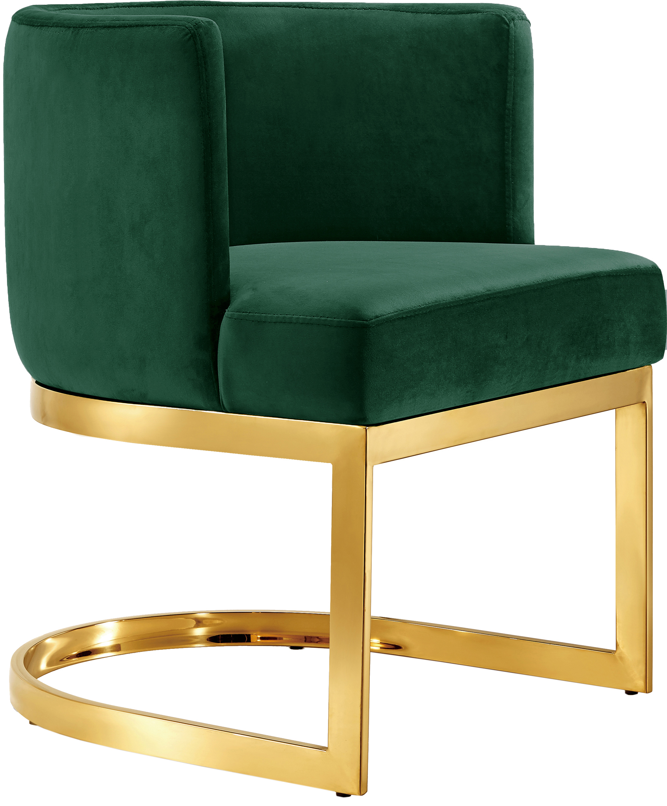 Meridian Furniture Gianna Green Velvet Gold Dining Chair