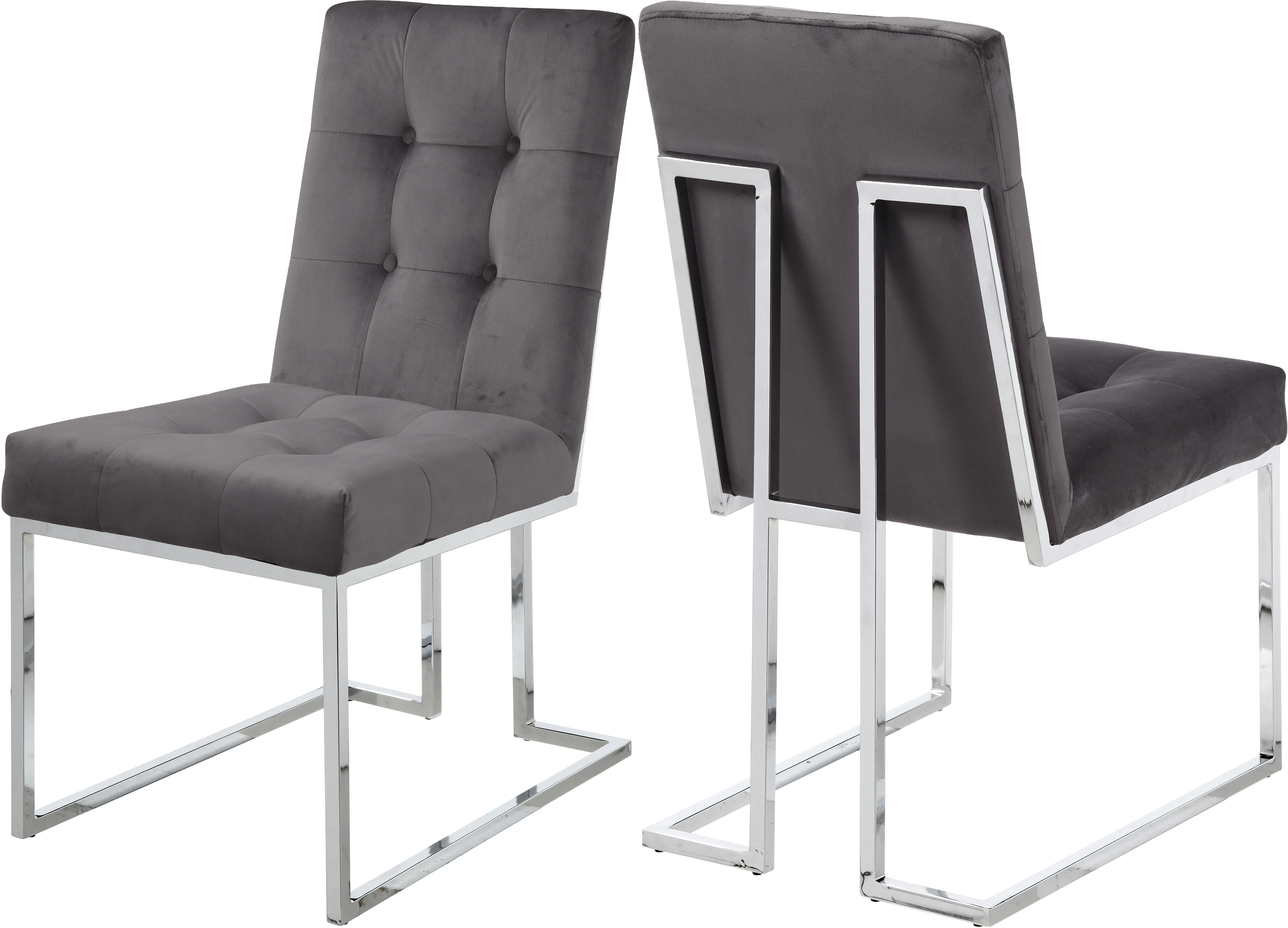 Design Edge Jindabyne 2  Grey Velvet Dining Chairs