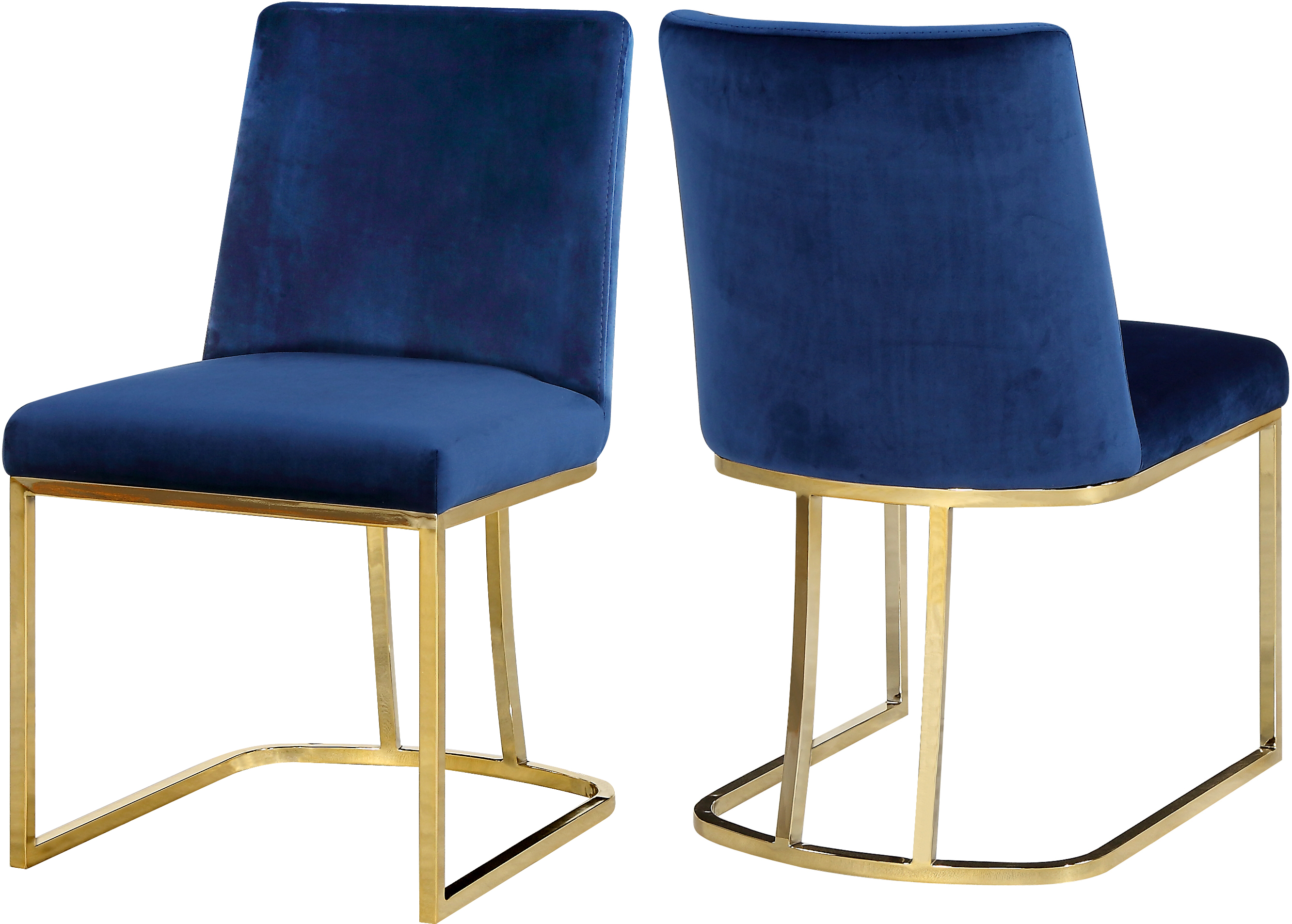 Design Edge Talbingo 2  Navy Velvet Gold Base Dining Chairs