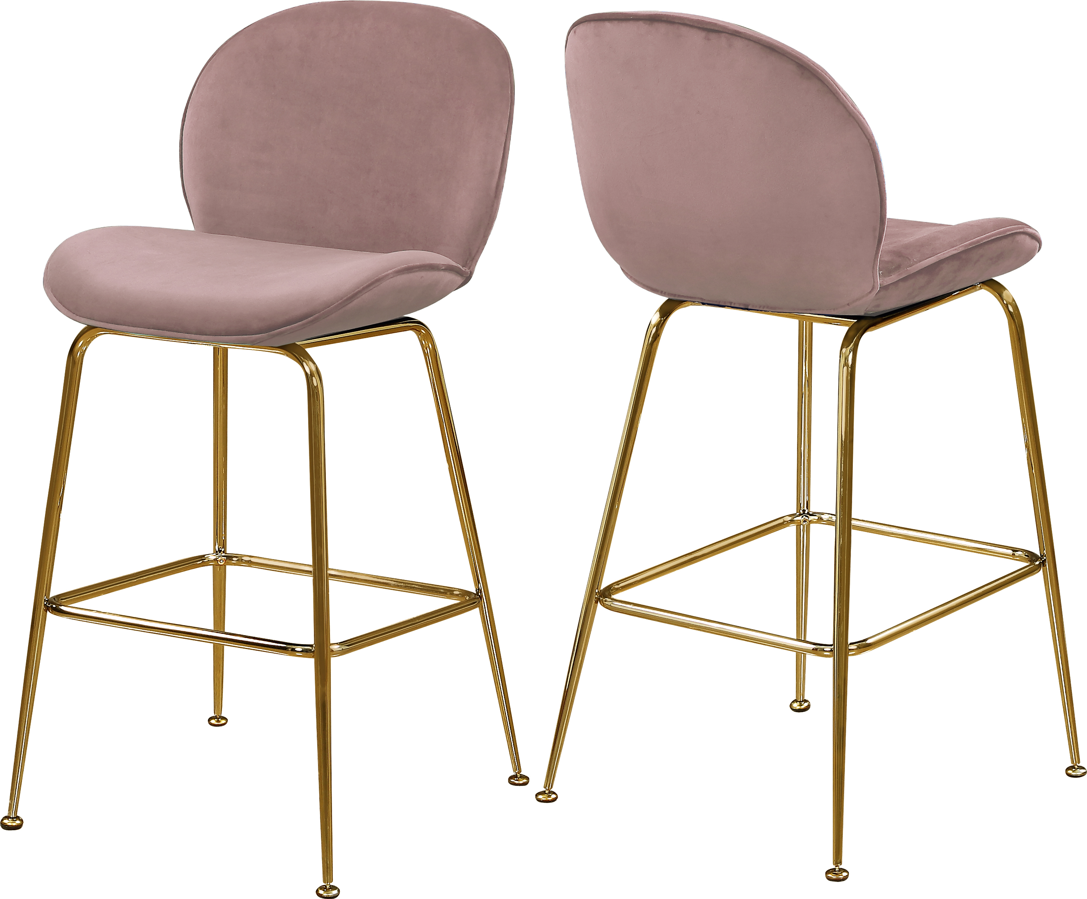 Design Edge Blackwater 2  Pink Velvet Gold Base Stools